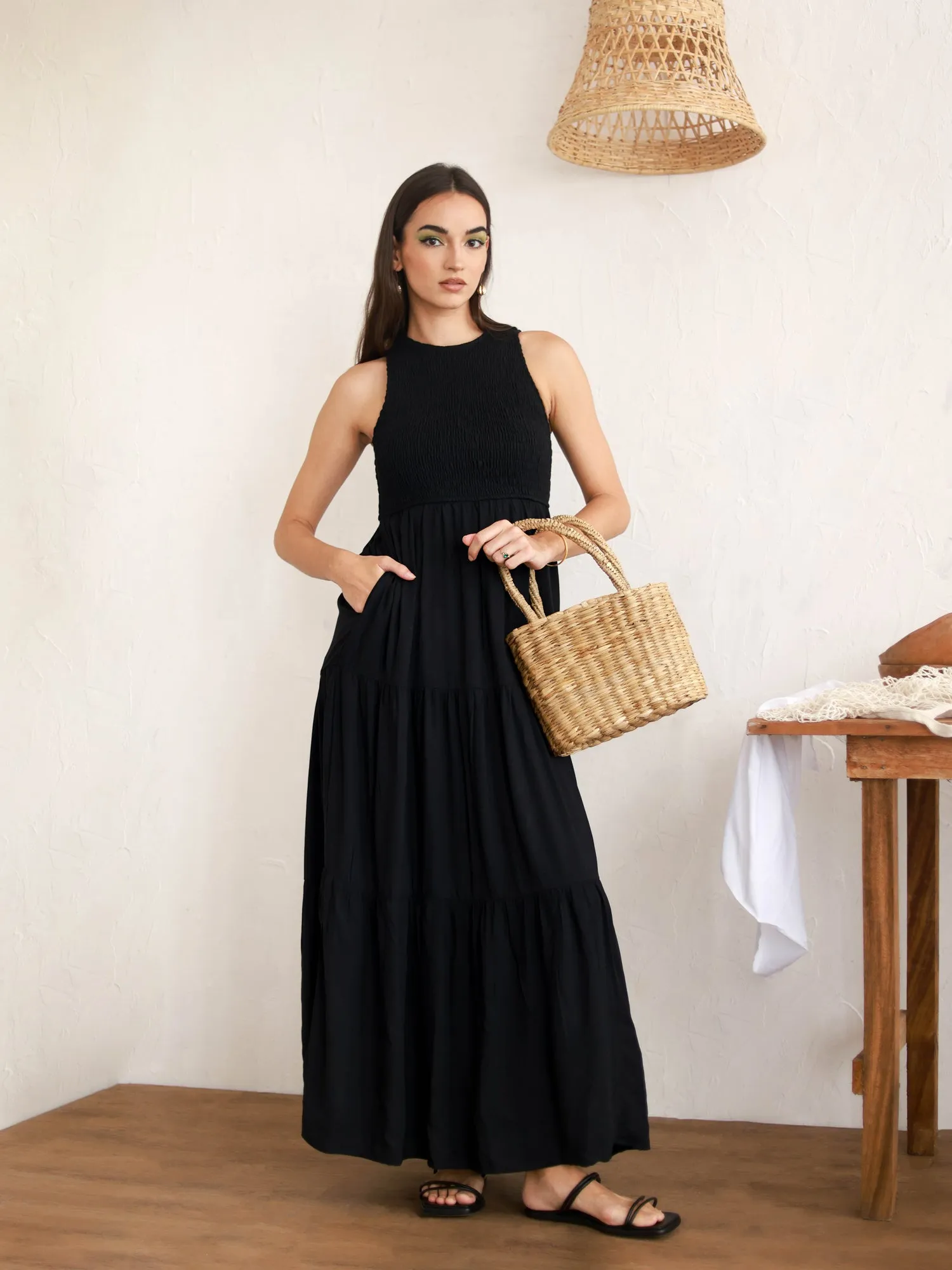 Halter Neck Tiered Maxi Dress