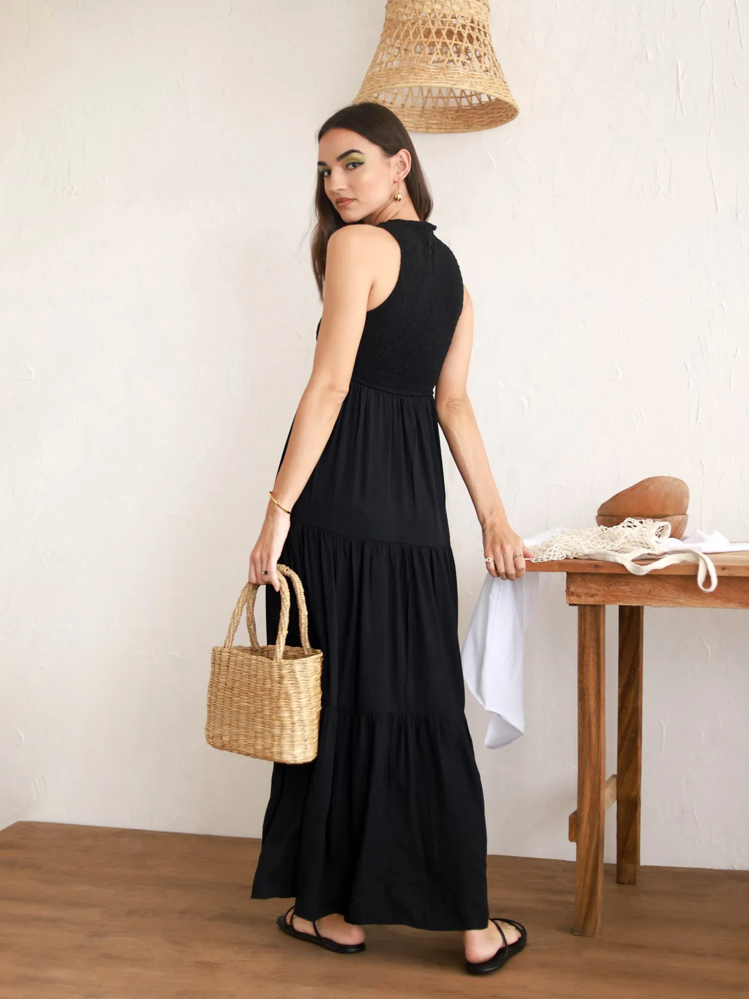 Halter Neck Tiered Maxi Dress