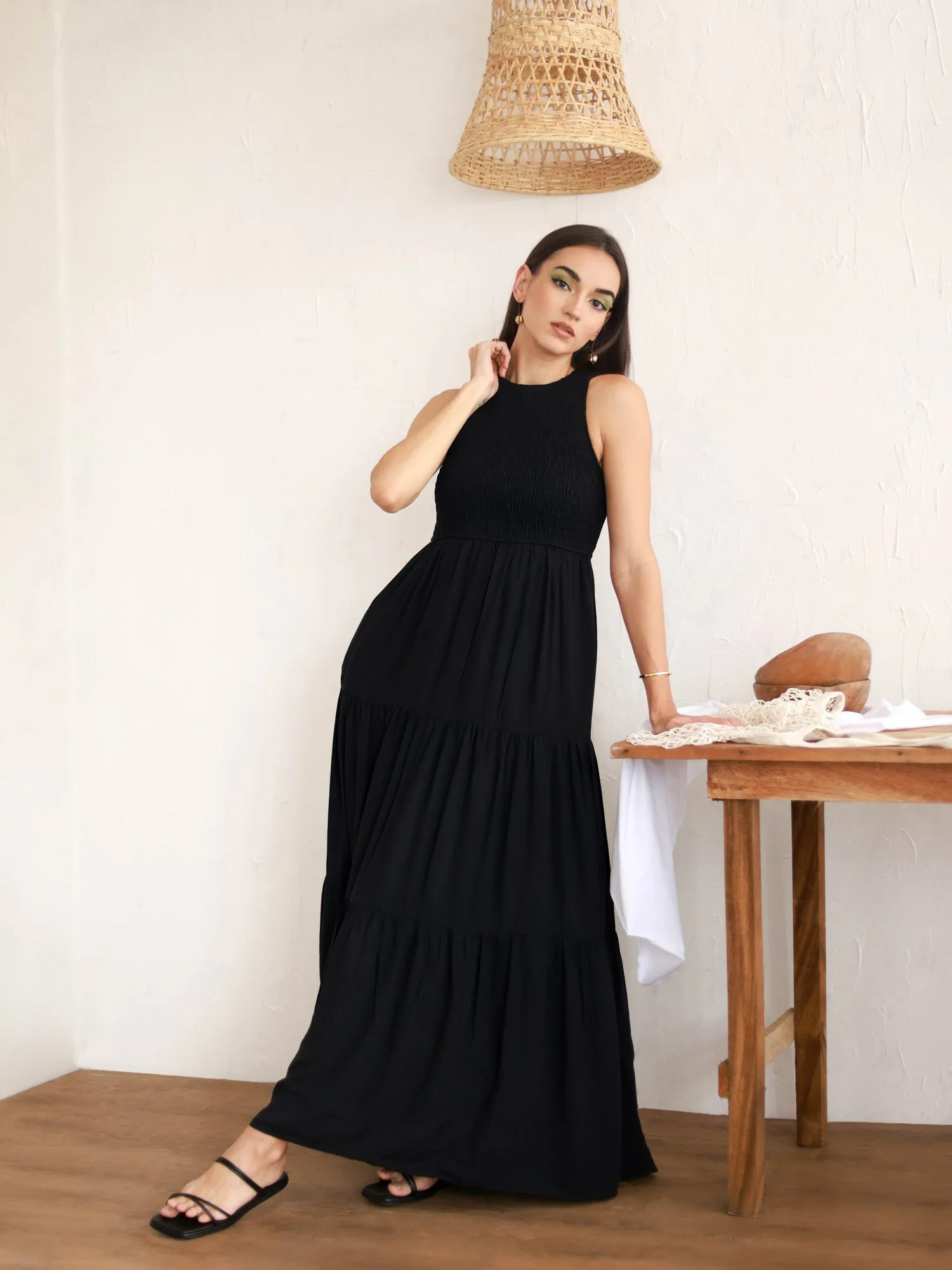 Halter Neck Tiered Maxi Dress