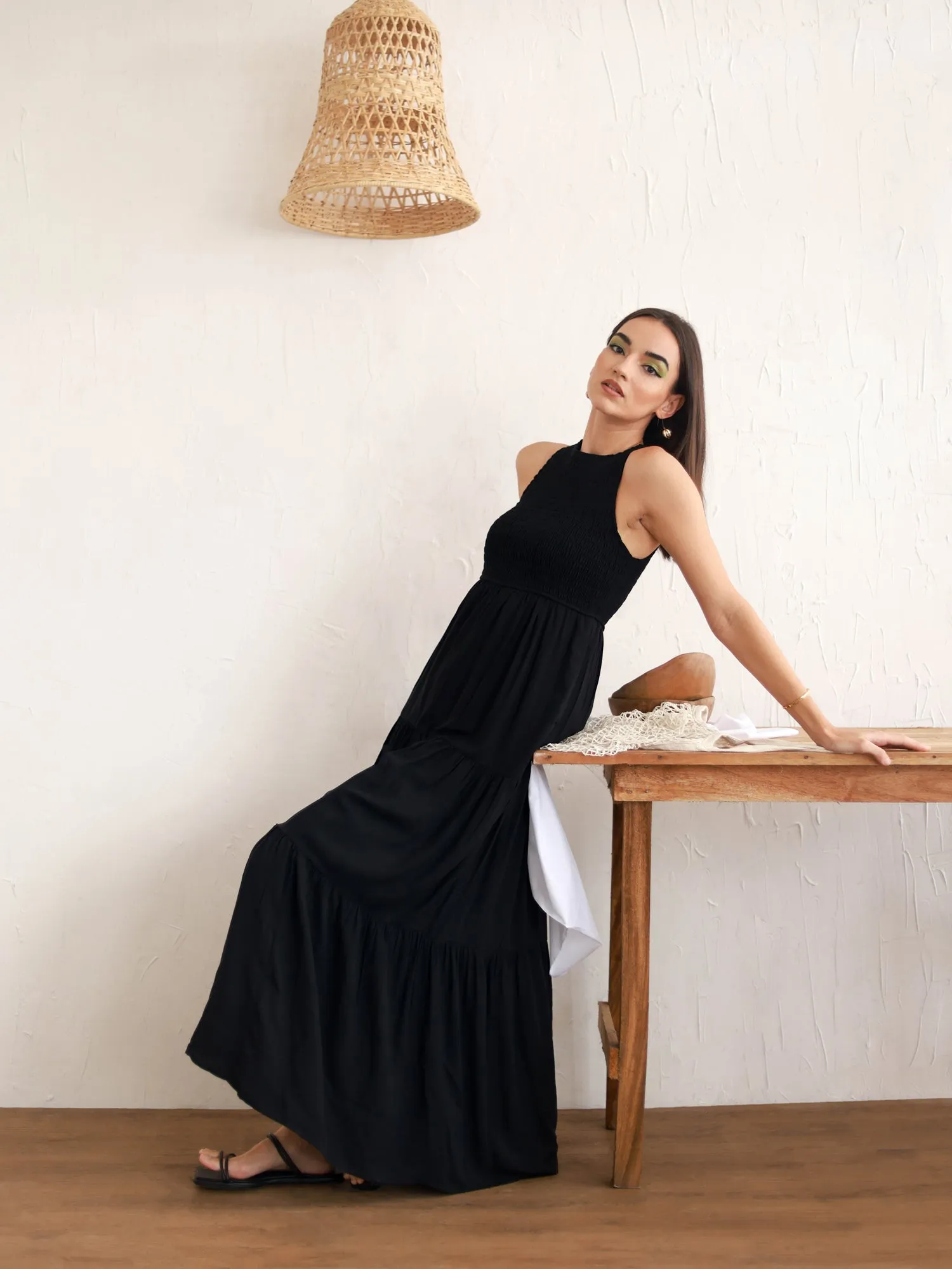 Halter Neck Tiered Maxi Dress