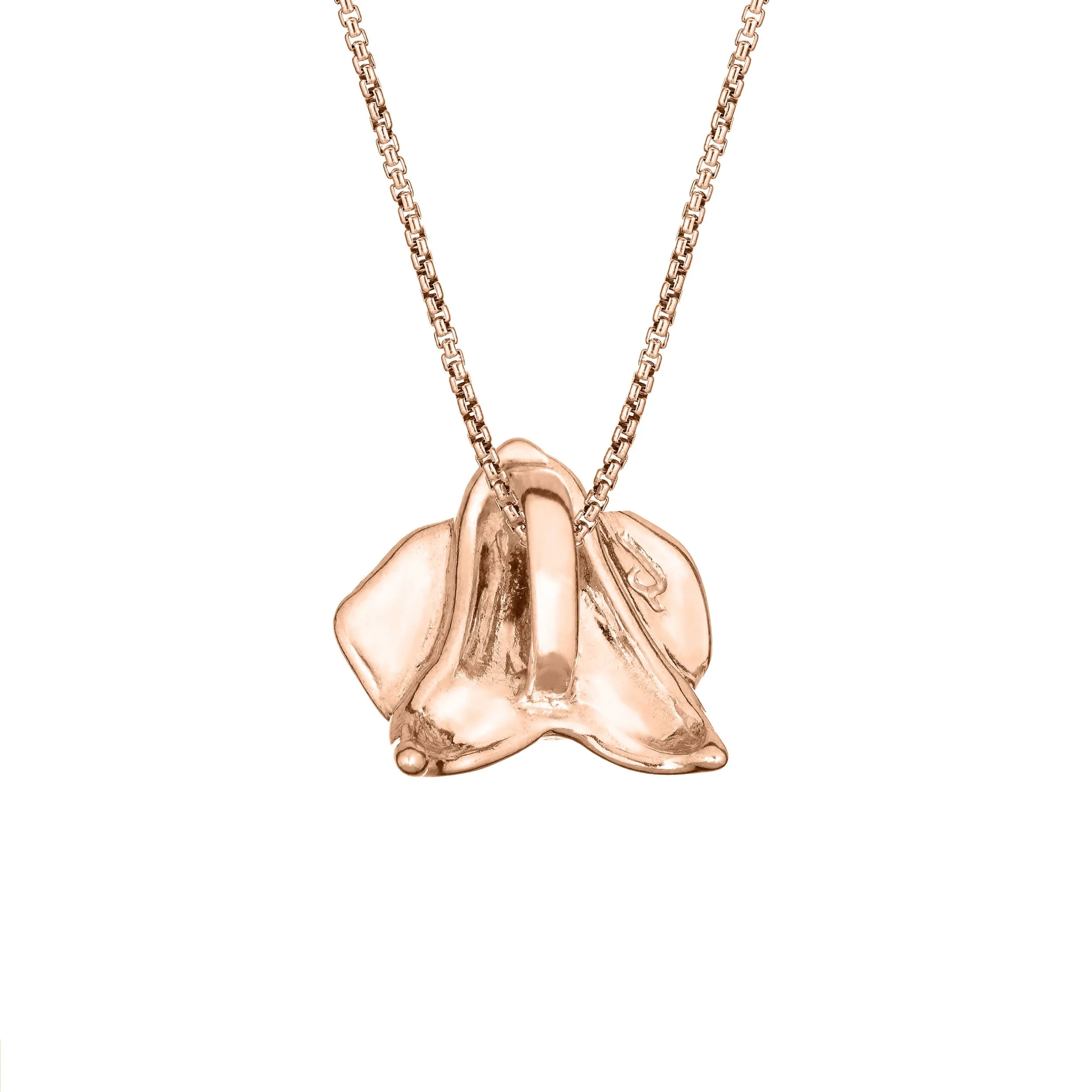 Hand-Carved Orchid Cremation Necklace in 14K Rose Gold