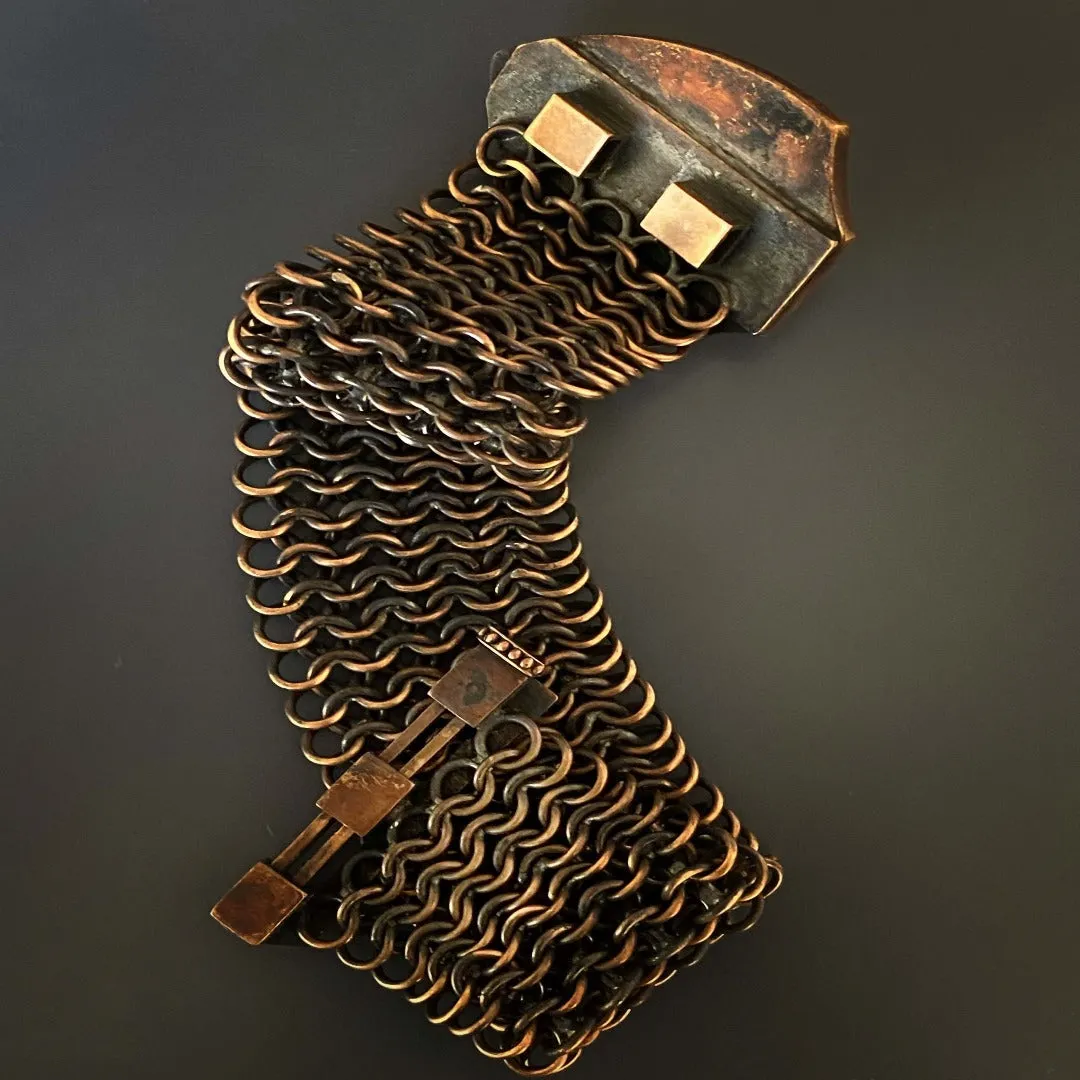 Handmade Bronze Braided Brave Men Skull Bracelet