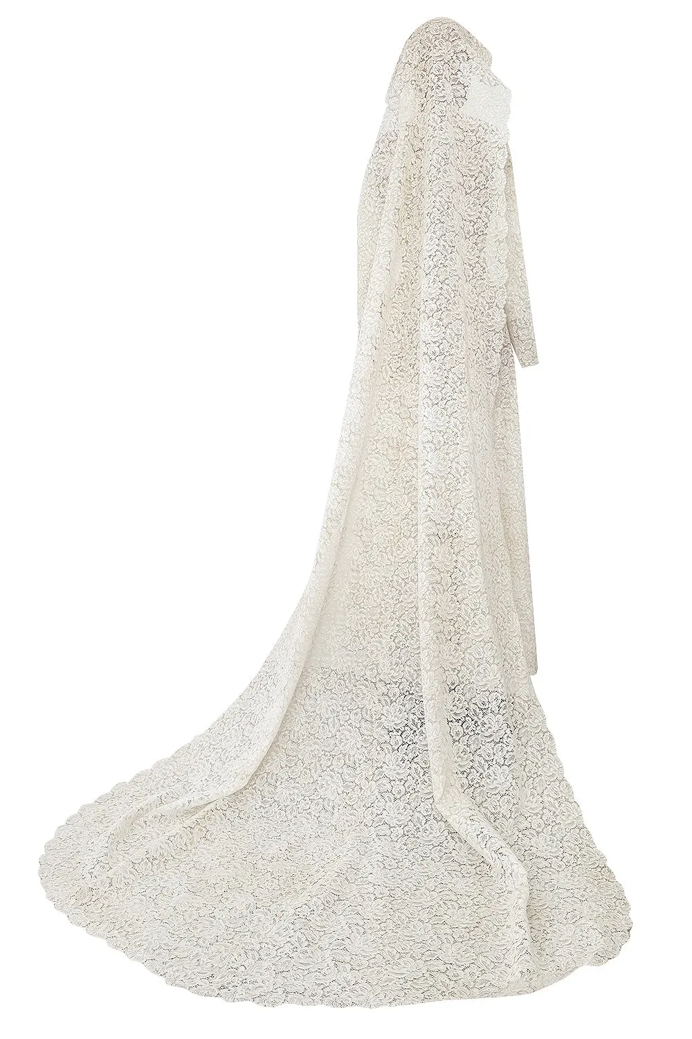 Heirloom 1950s Unlabeled Handmade Couture Lace Wedding Dress & Veil