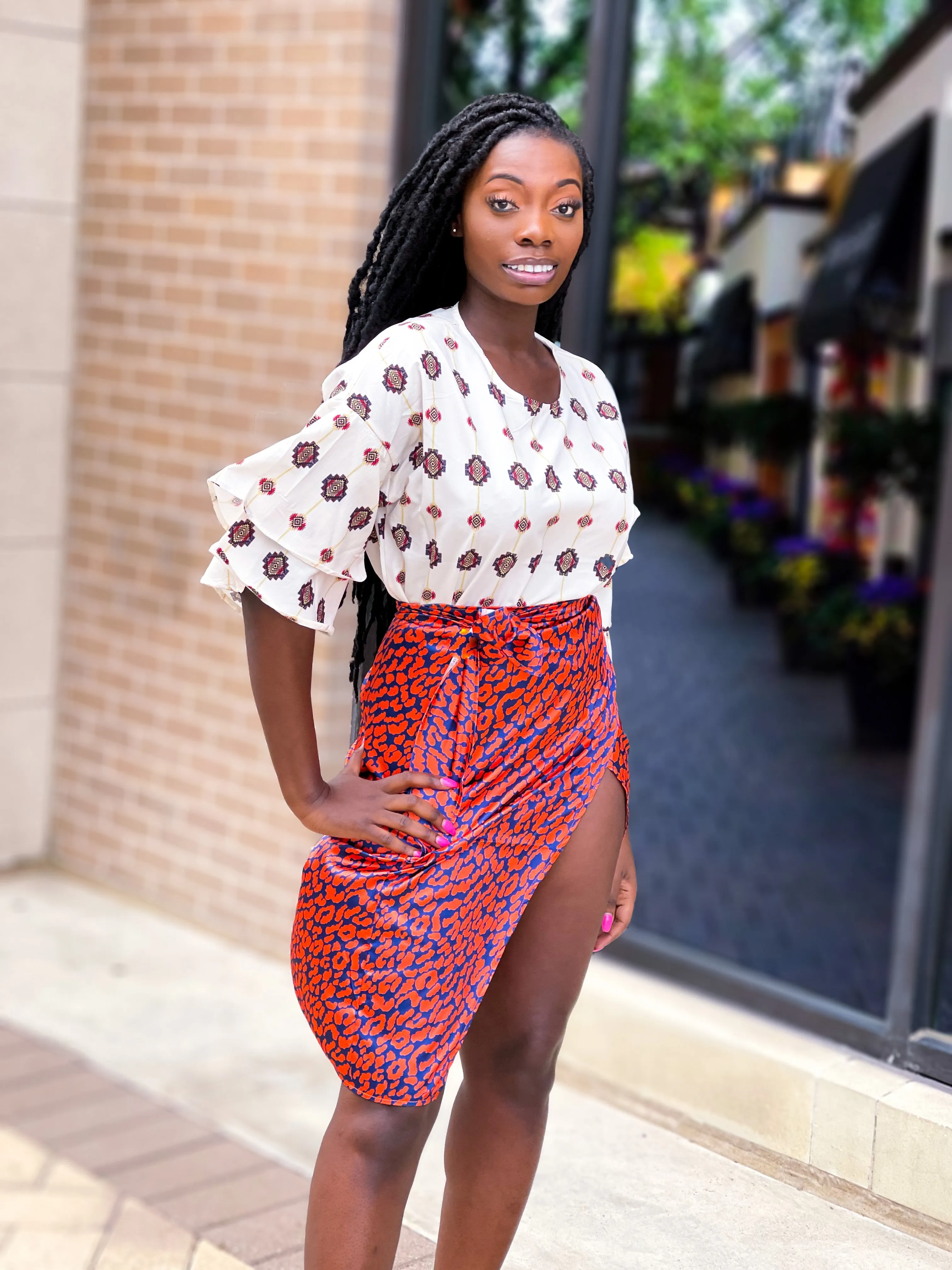 High Waist Leopard Print Wrap Skirt
