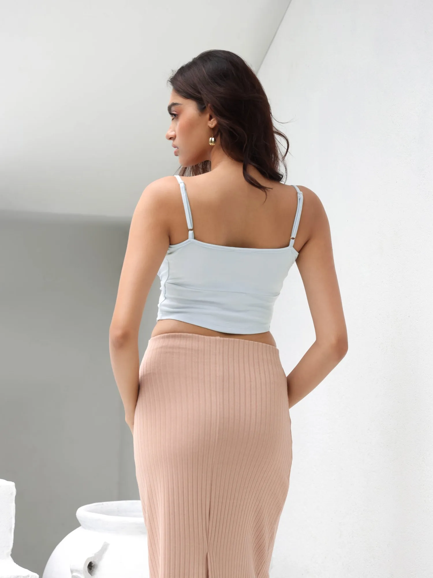 High Waist Rib  Skirt