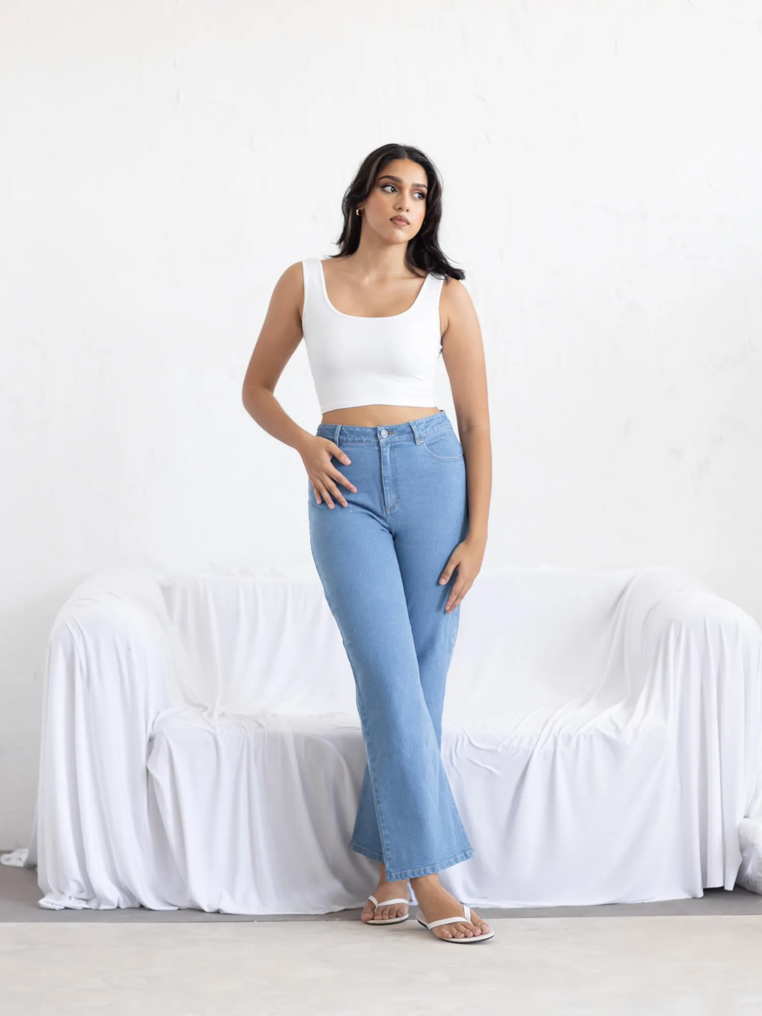 High Waist Straight Leg Denim