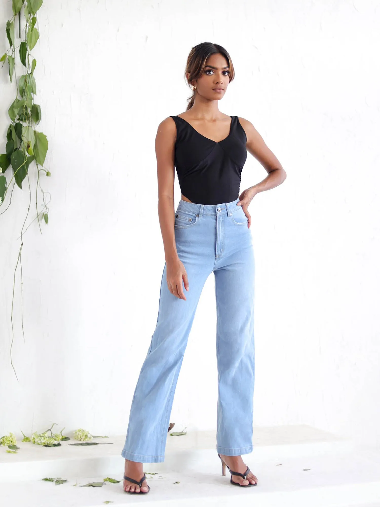 High Waist Straight Leg Denim