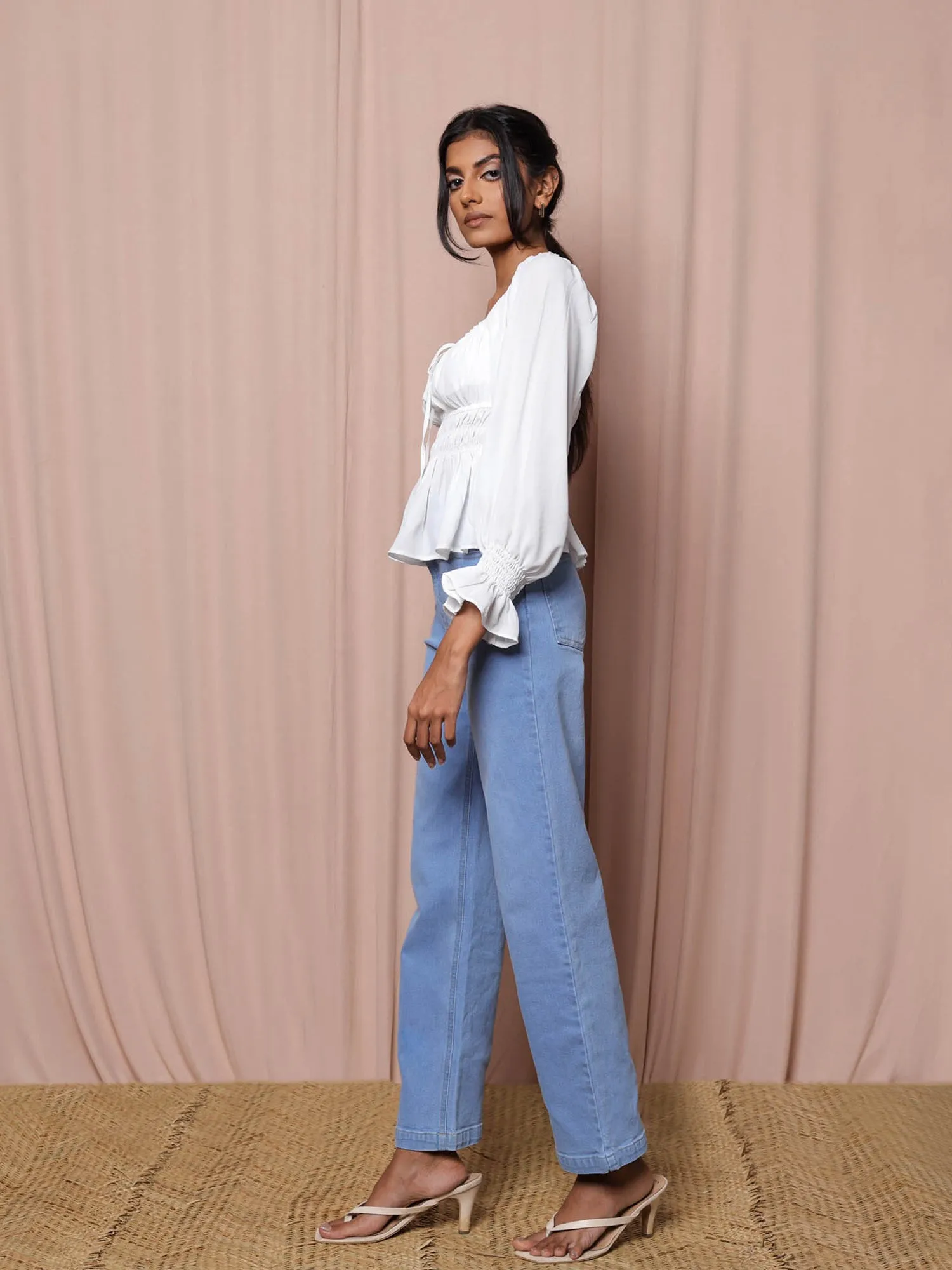 High Waist Straight Leg Denim