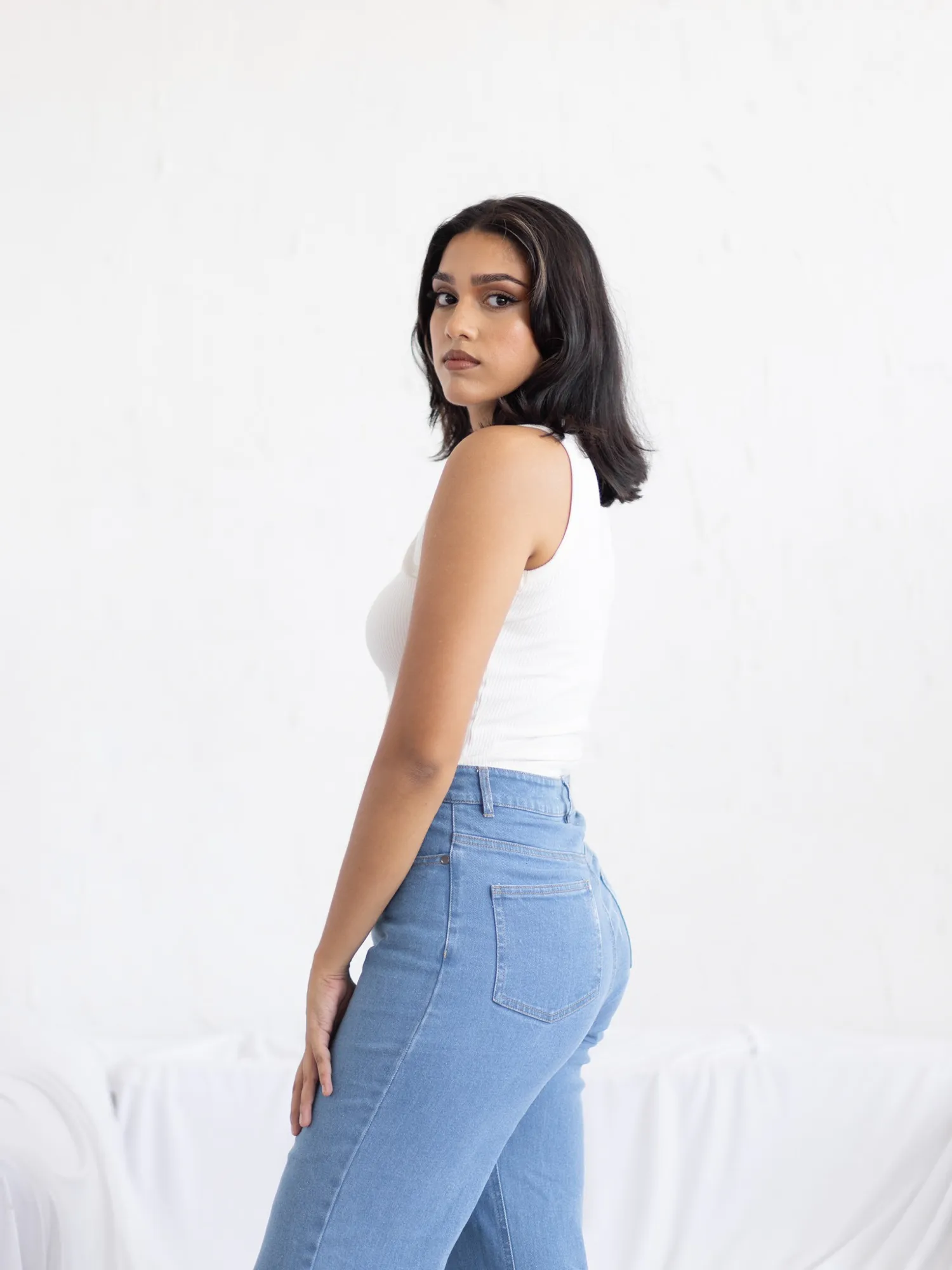 High Waist Straight Leg Denim