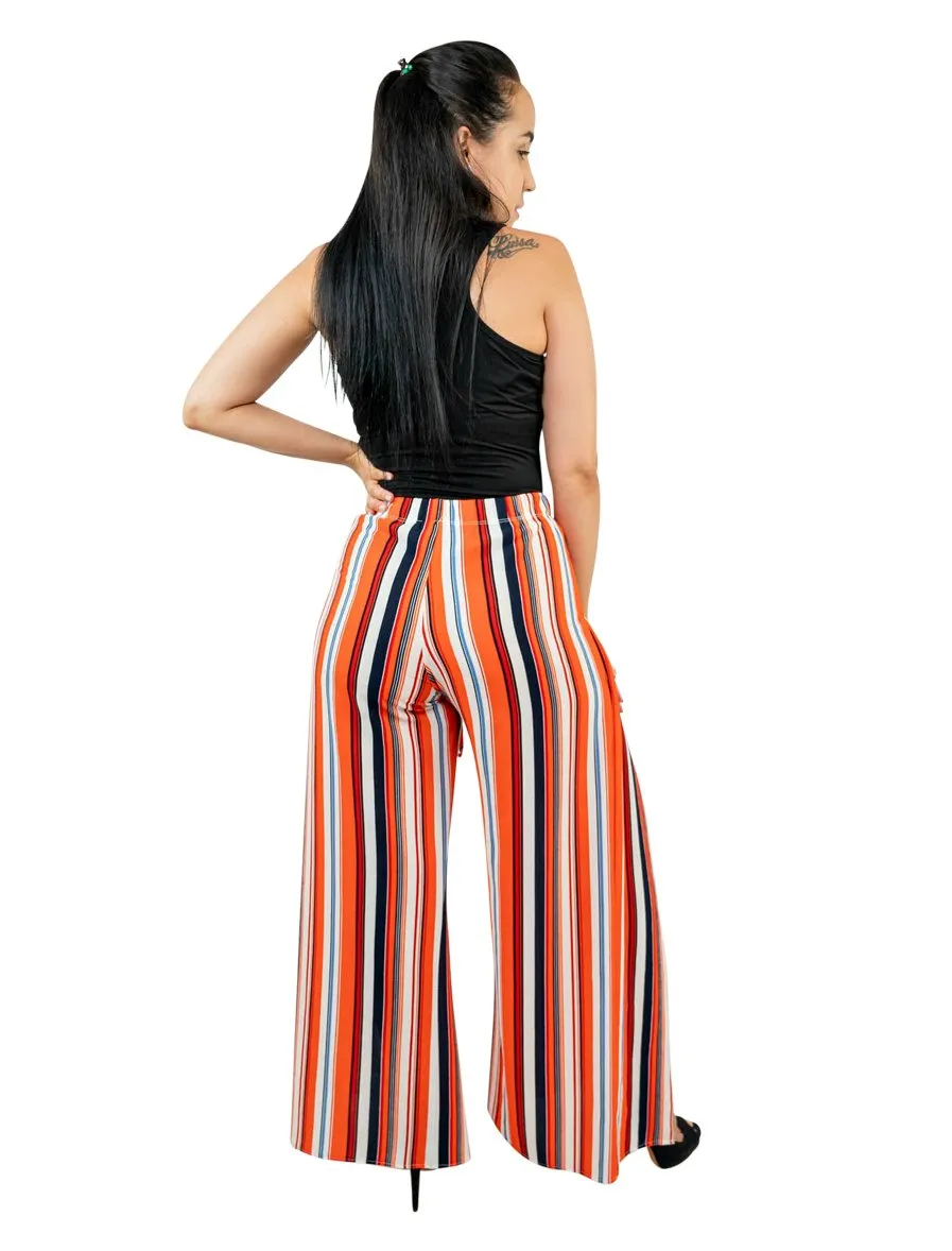 High Waist Wide Leg Striped Dress Pants