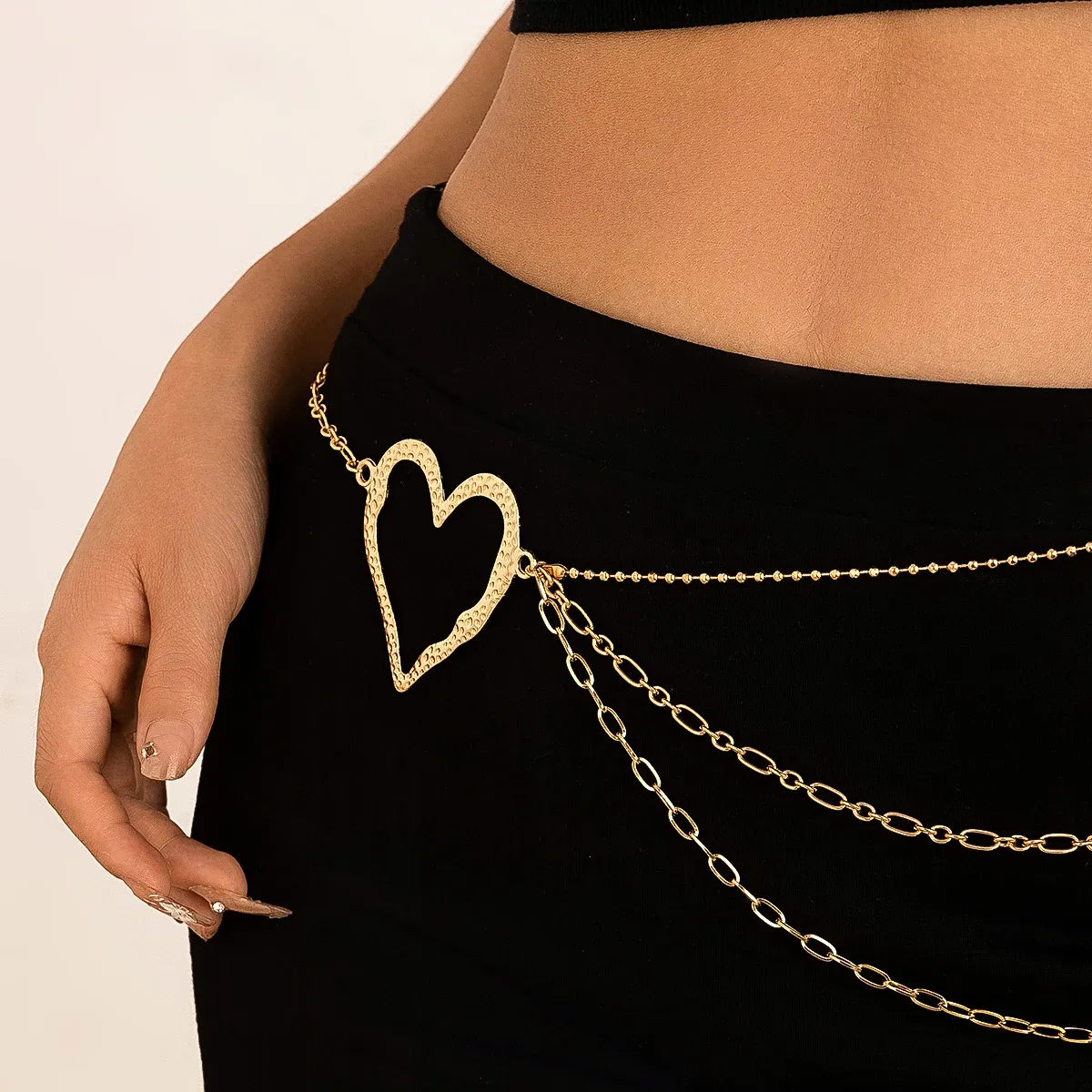 Hollow Gold Love Heart Waist Chain