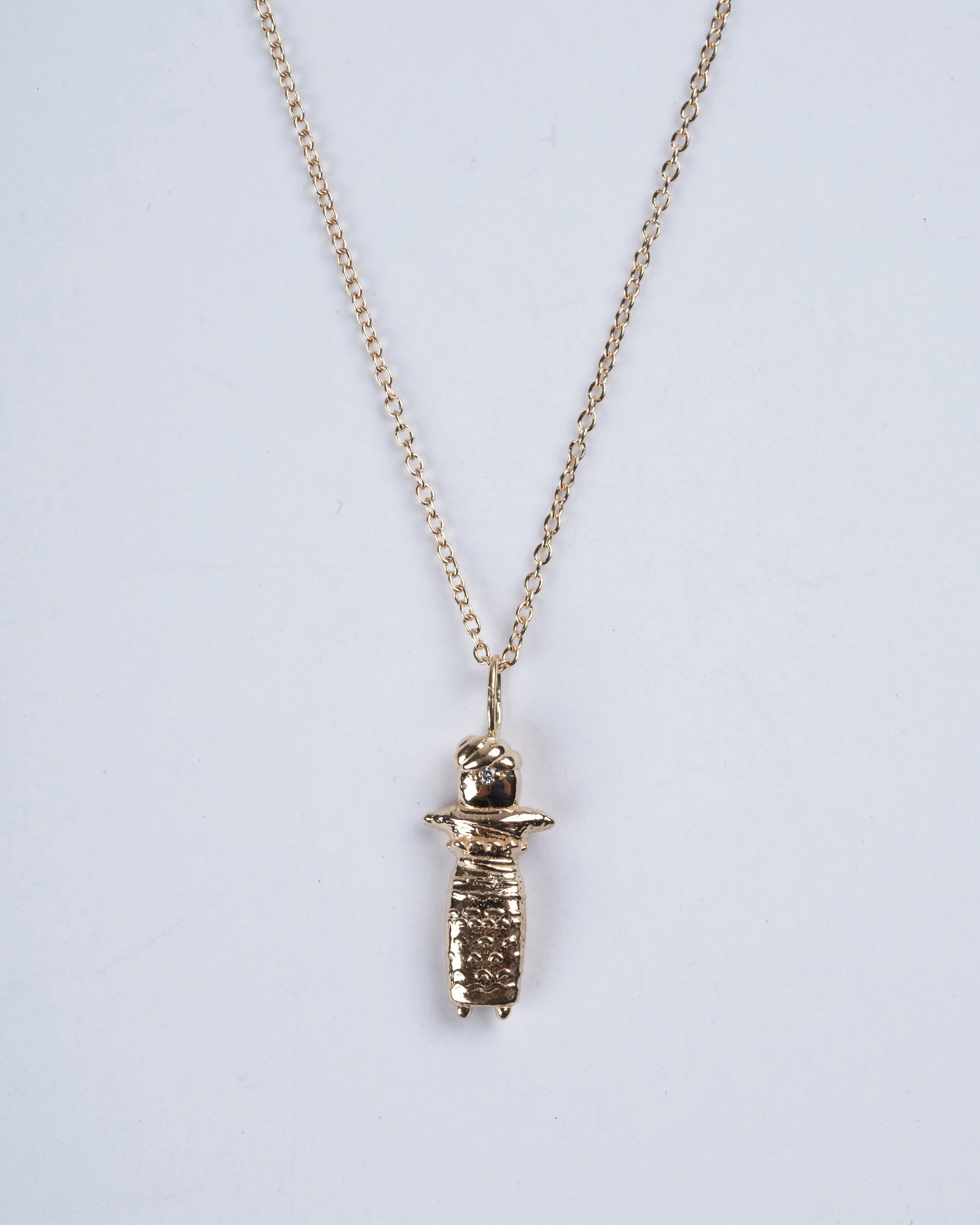 iq worry doll 14k yg w/ 16" chain - 14k gold