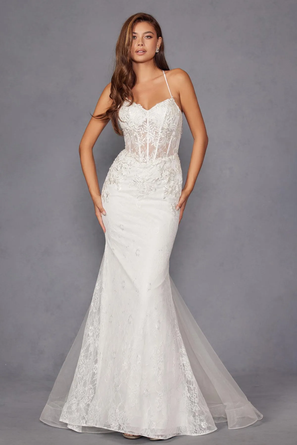 Juliet JT2481UW Embellished Lace Mermaid Bridal Dress