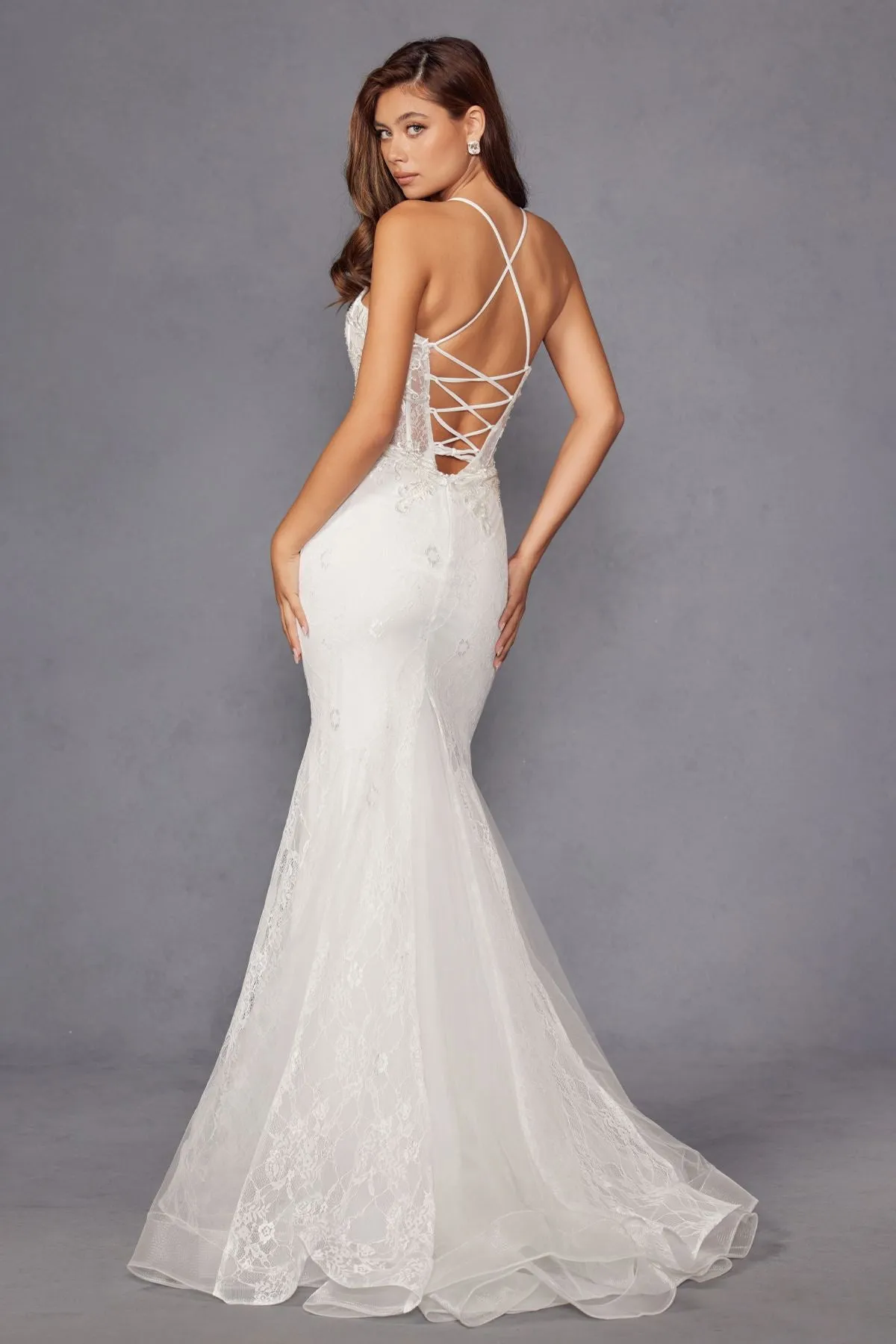 Juliet JT2481UW Embellished Lace Mermaid Bridal Dress