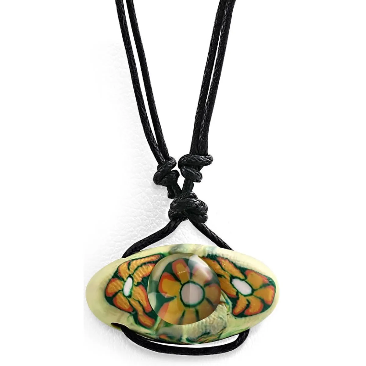 Kaleidoscope Bloom Necklace w/26" adjustable leather necklace (#c586)