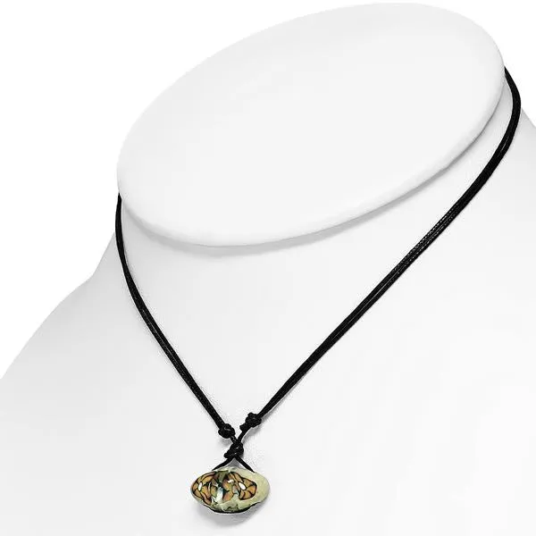 Kaleidoscope Bloom Necklace w/26" adjustable leather necklace (#c586)