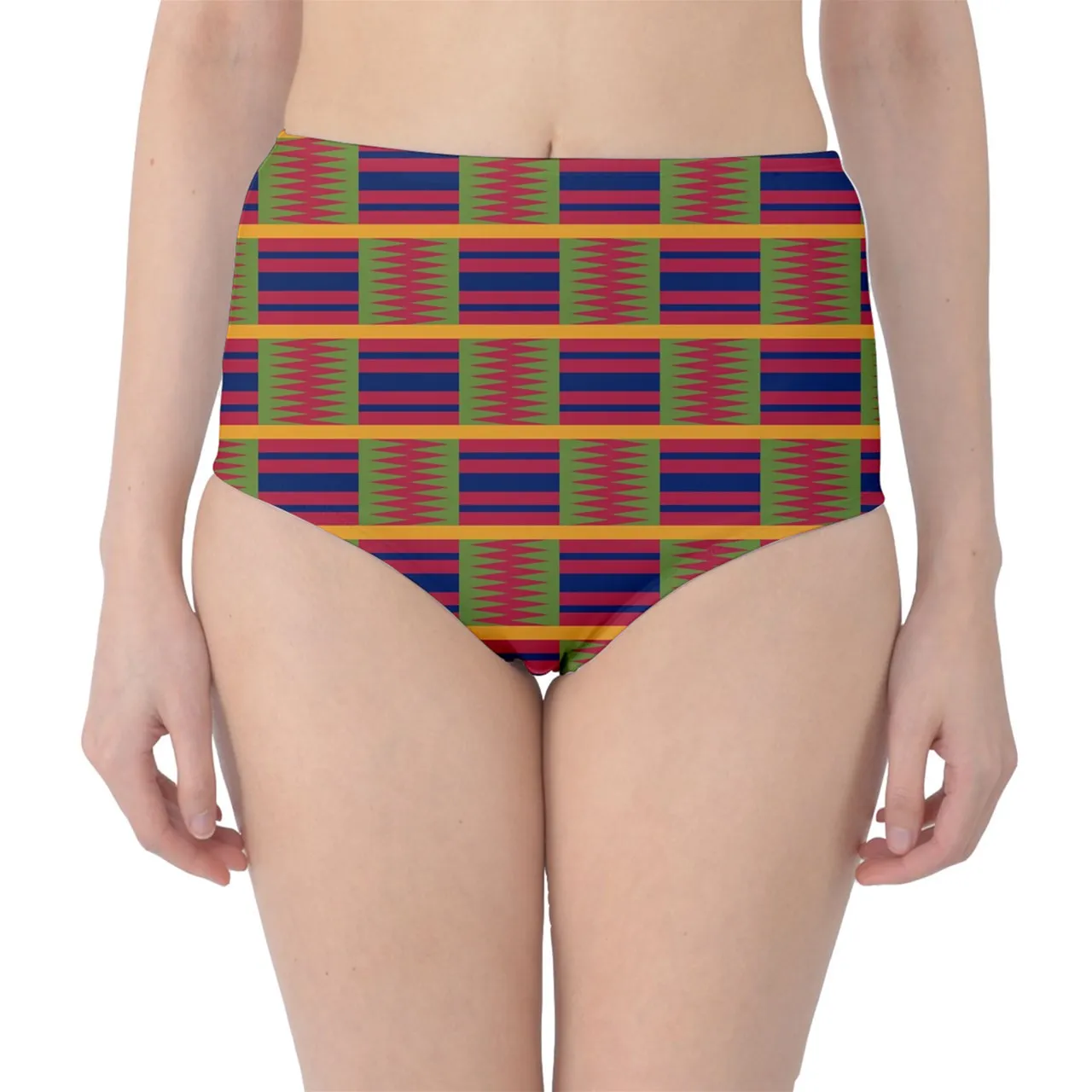 Kente High-Waist Bikini Bottoms