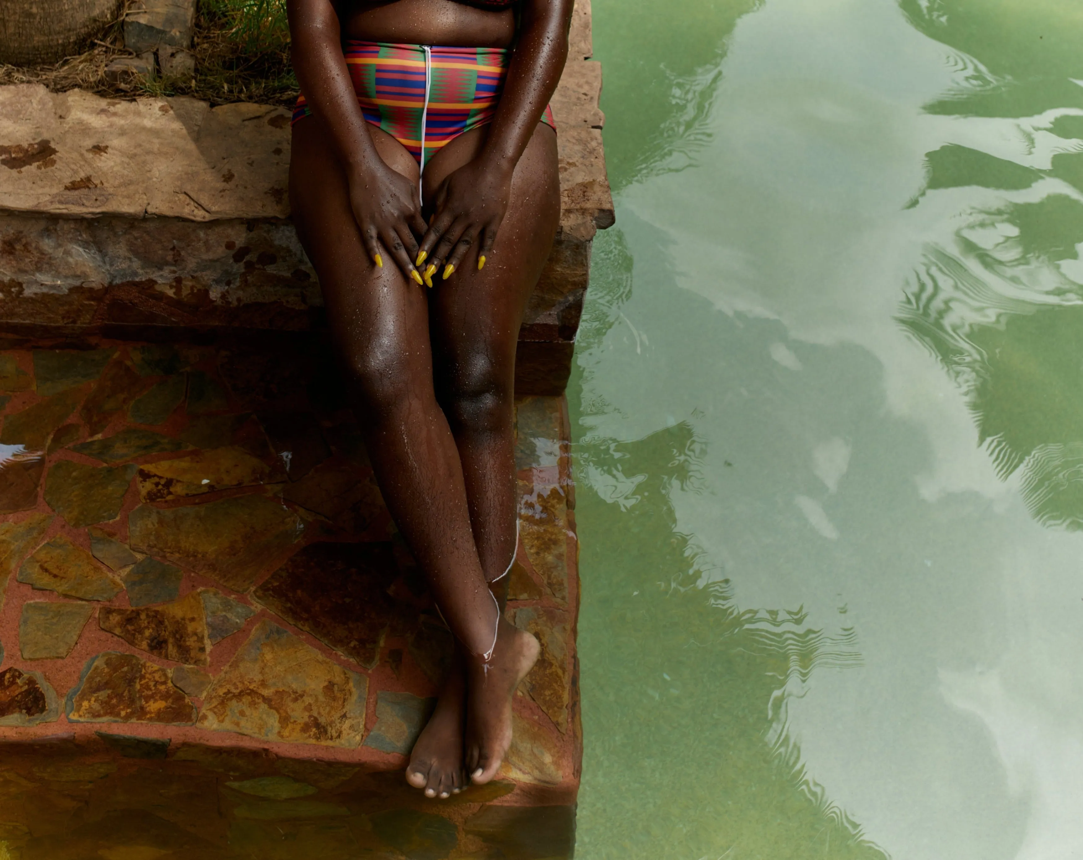 Kente High-Waist Bikini Bottoms