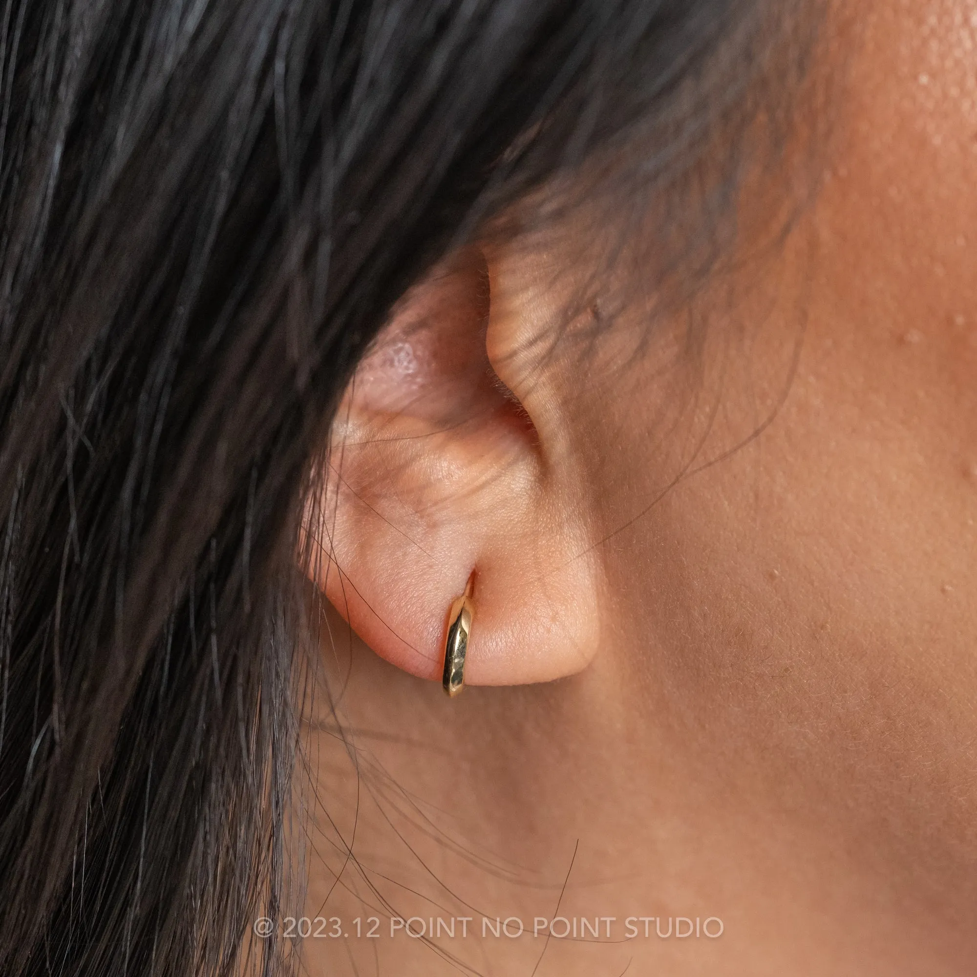 Knife Edge Huggie Earrings, 14k Yellow Gold