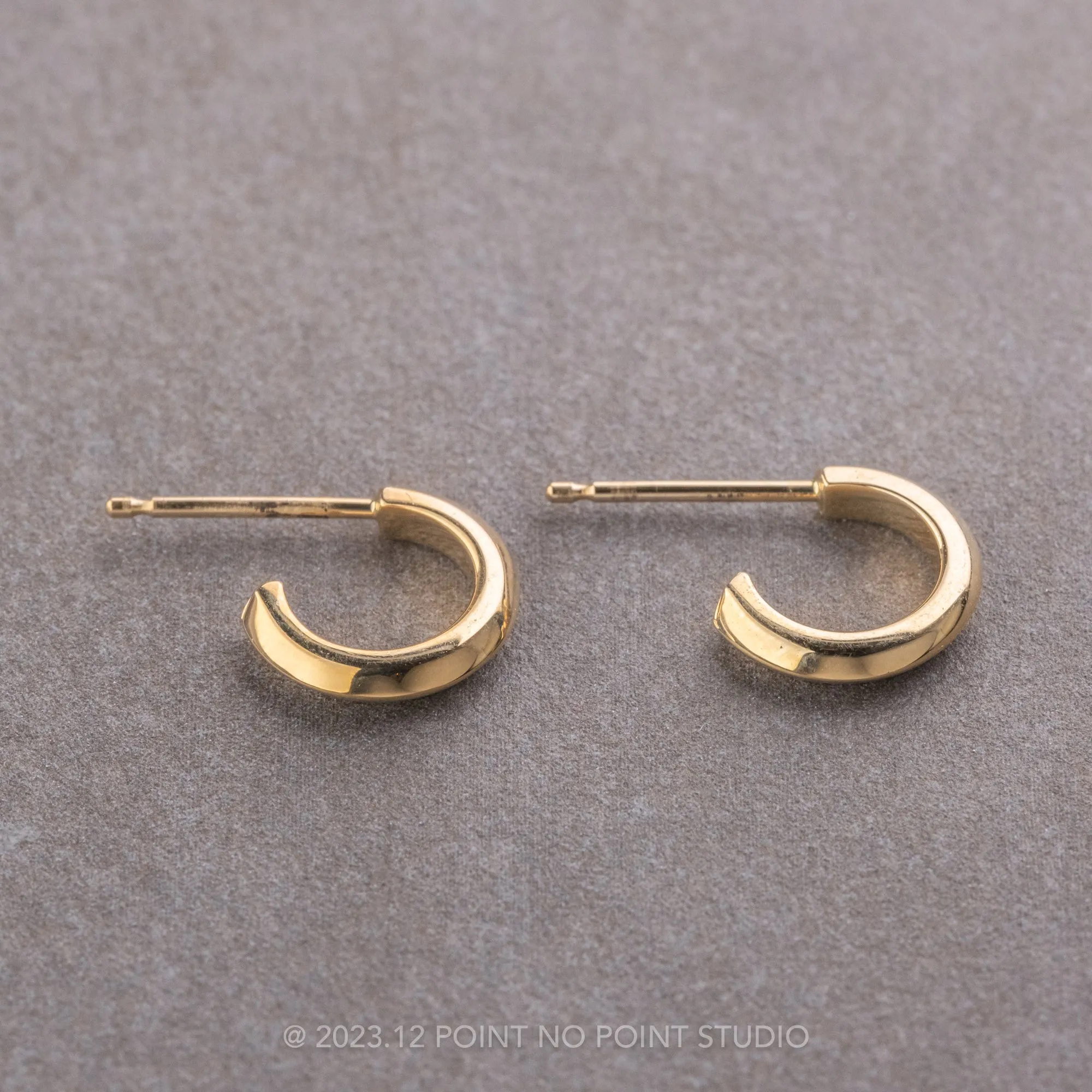 Knife Edge Huggie Earrings, 14k Yellow Gold