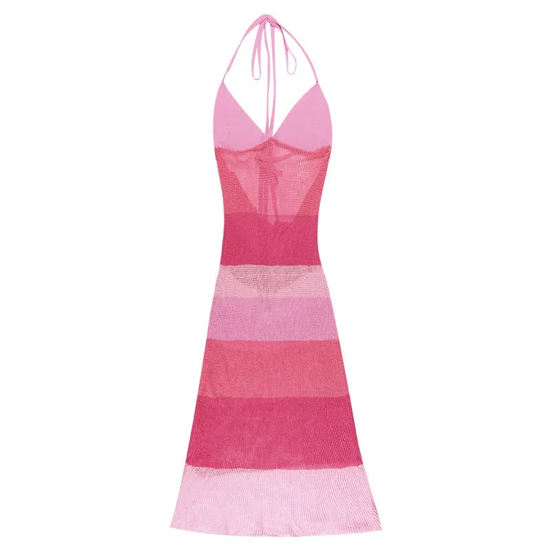 Knit See Through Halter Beach Dress