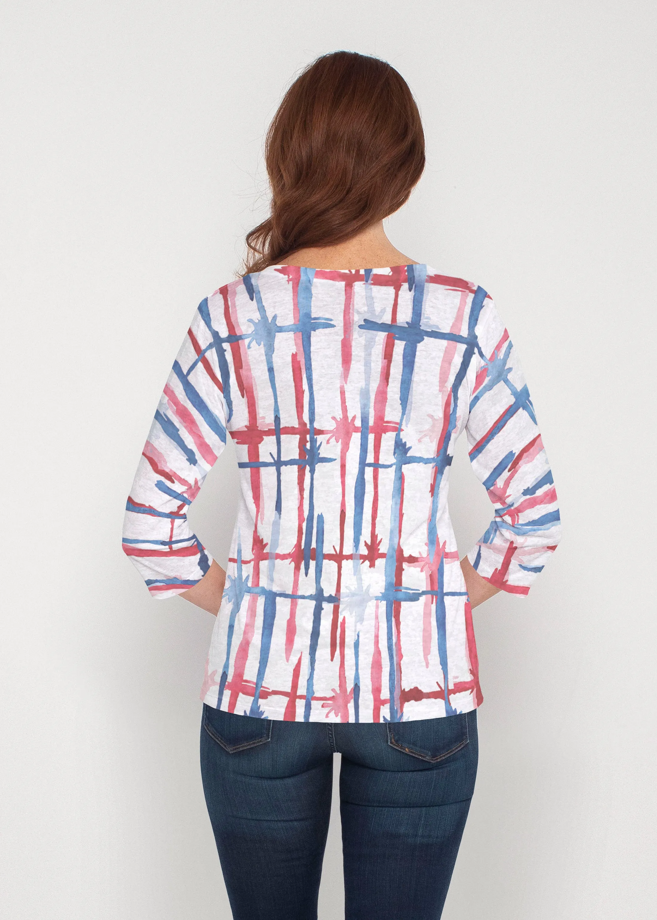 Knotted Fourth (8004) ~ Signature 3/4 Sleeve V-Neck Top