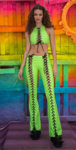 Lace-Up Top - Lime FE254