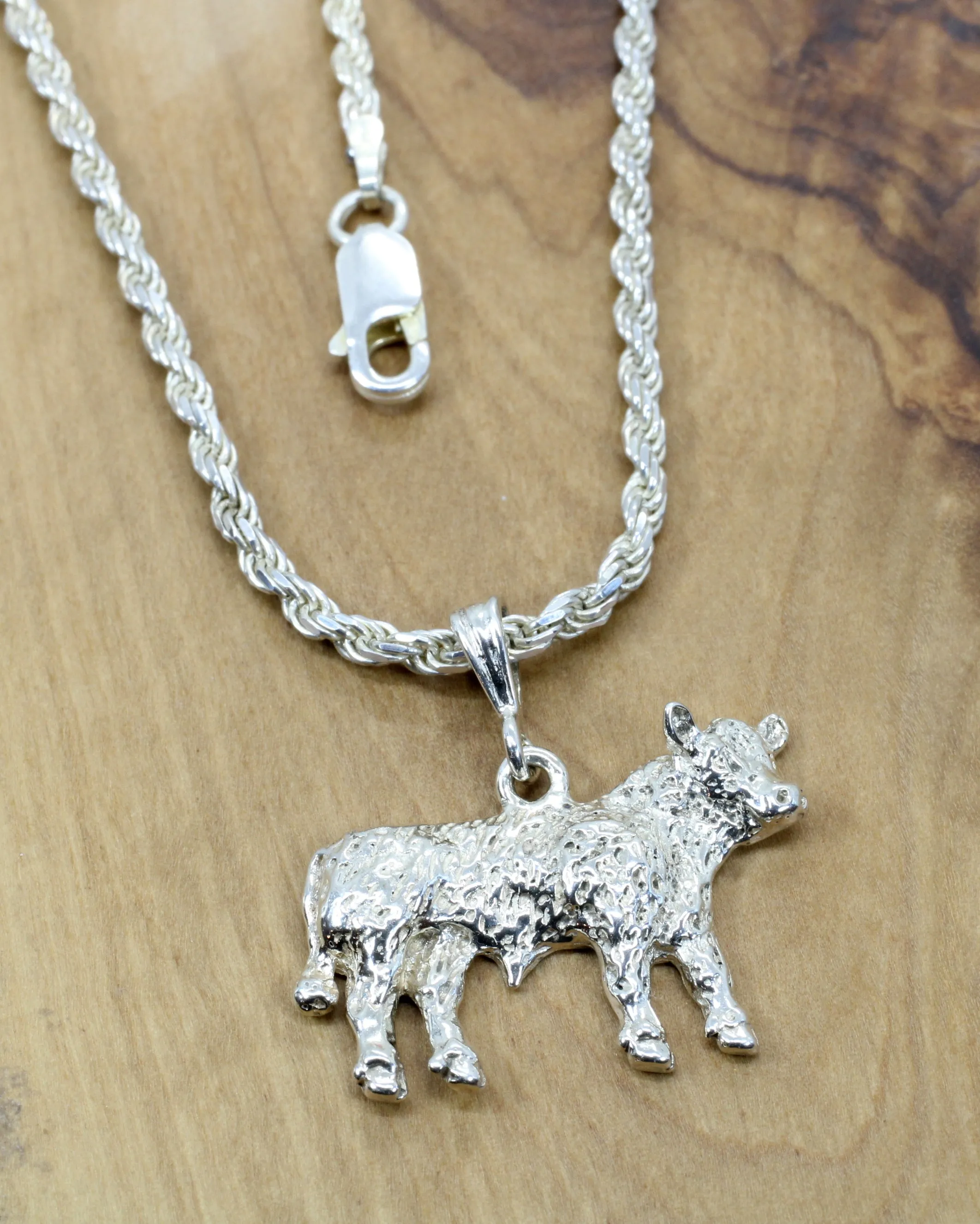 Large Prize Show Hereford or Charolais Steer Necklace for Him or Her