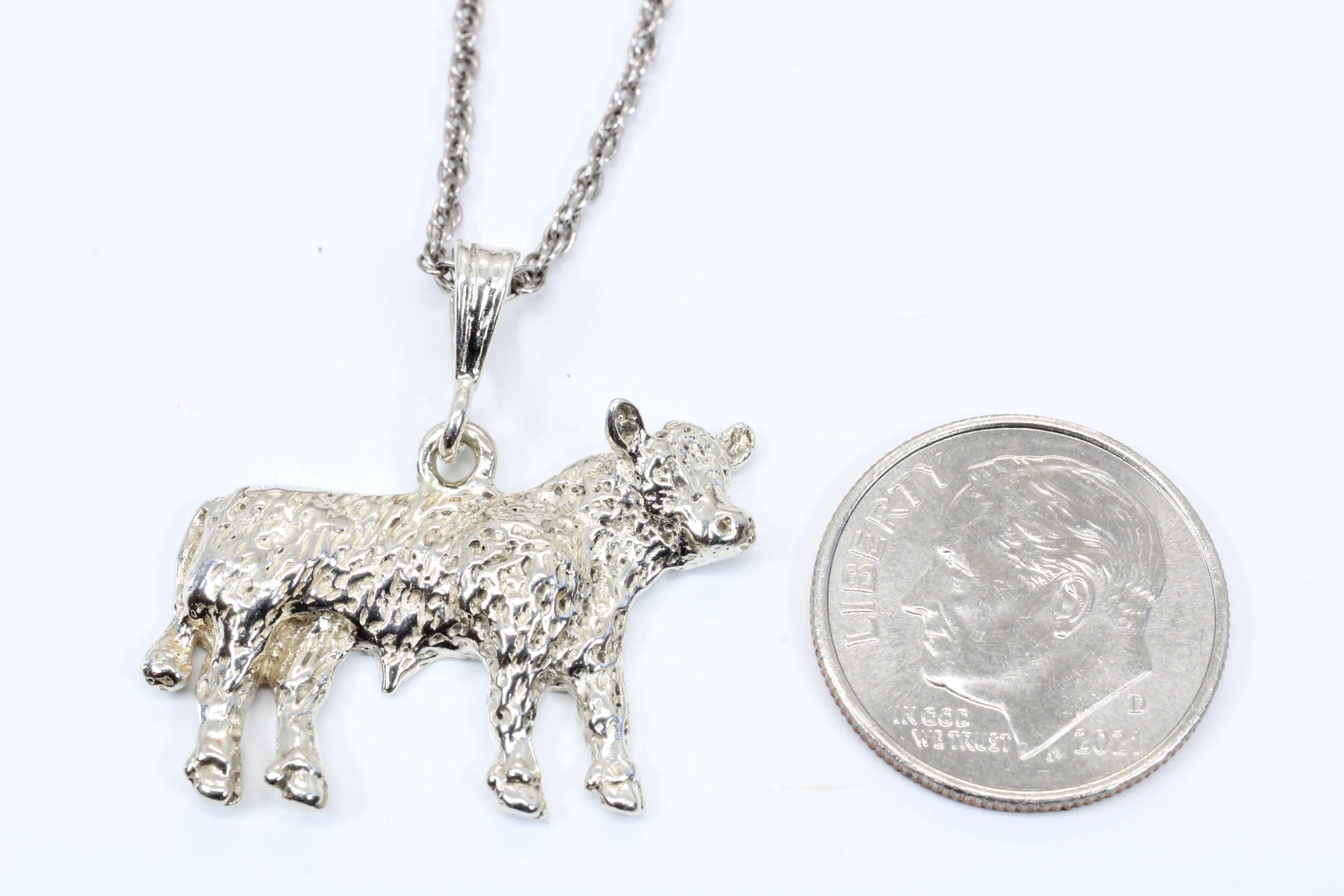 Large Prize Show Hereford or Charolais Steer Necklace for Him or Her