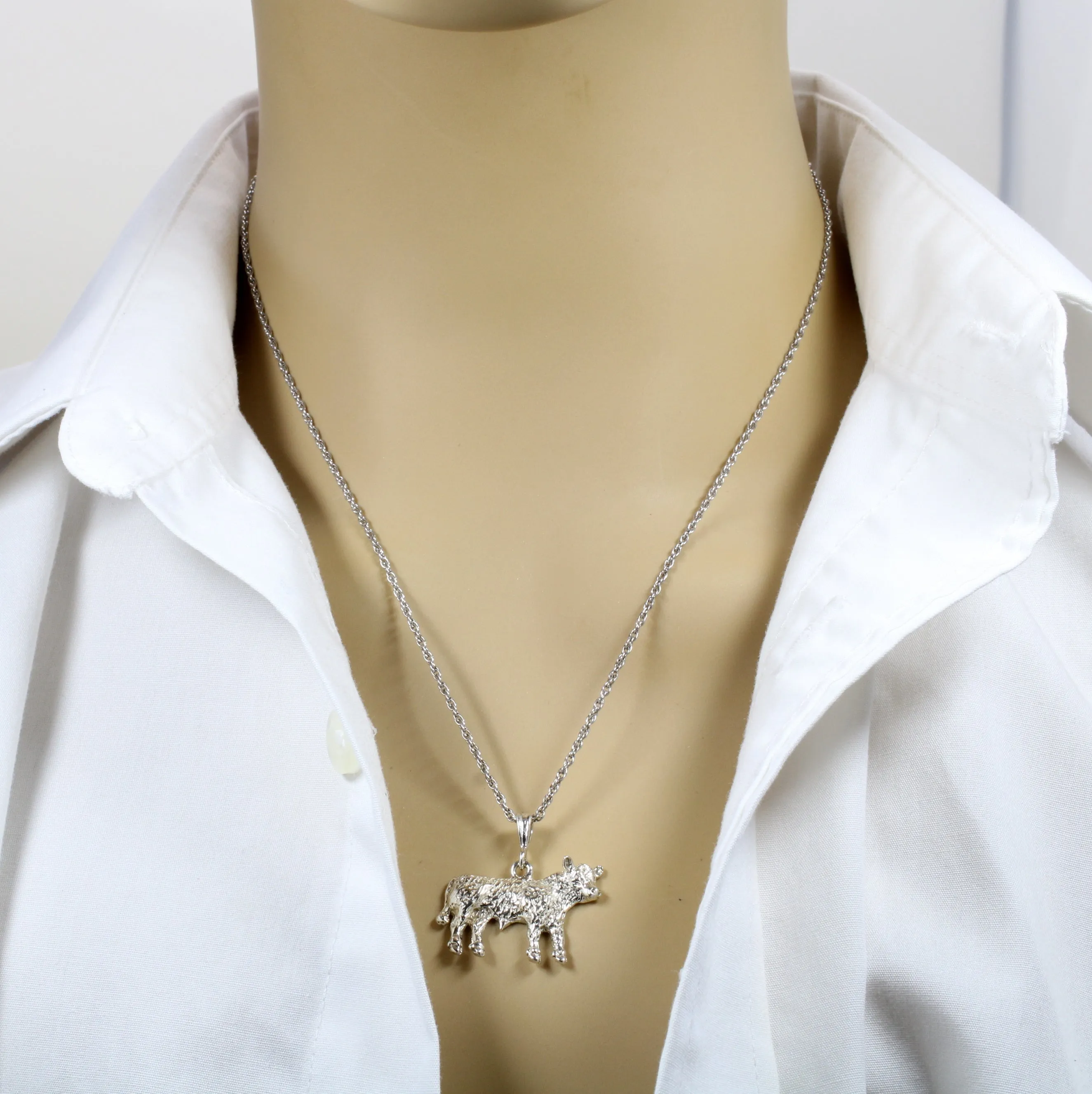 Large Prize Show Hereford or Charolais Steer Necklace for Him or Her