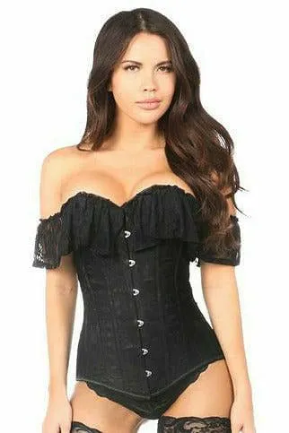 Lavish Black Lace Off-The-Shoulder Corset