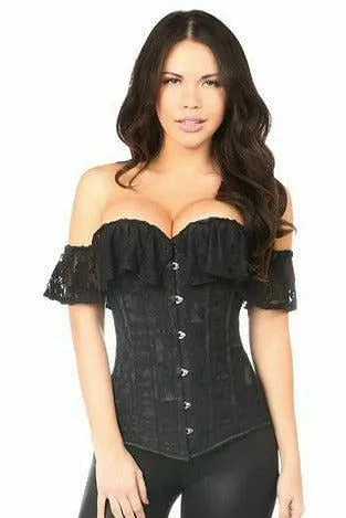 Lavish Black Lace Off-The-Shoulder Corset