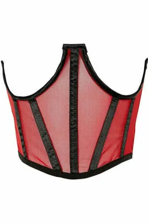Lavish Red Mesh Open Cup Waist Cincher
