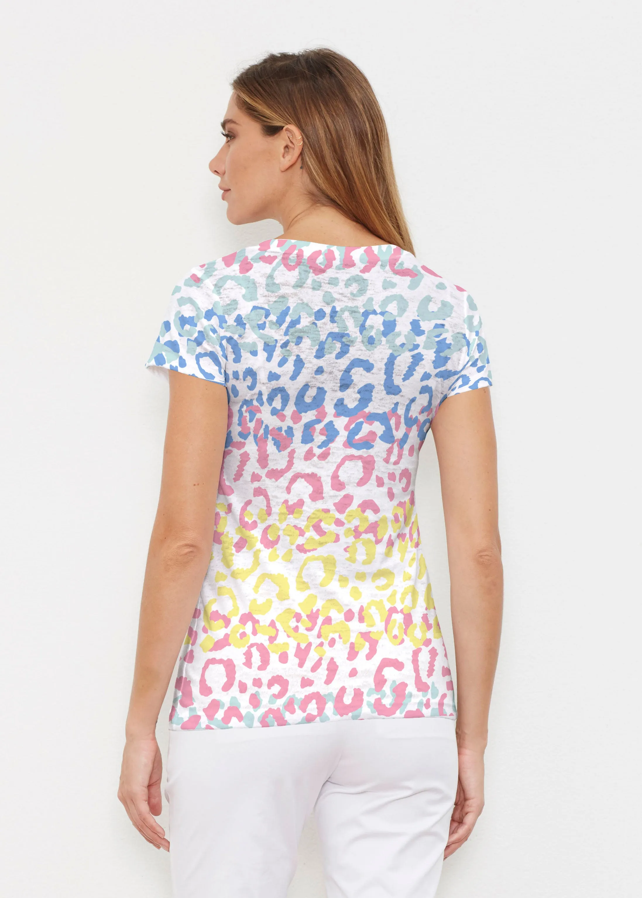 Leopard Ombre Rainbow (7899) ~ Signature Cap Sleeve V-Neck Shirt