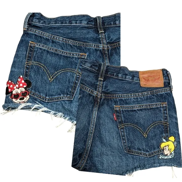 Levi's 501 high rise women's vintage inspired button fly cotton shorts W…