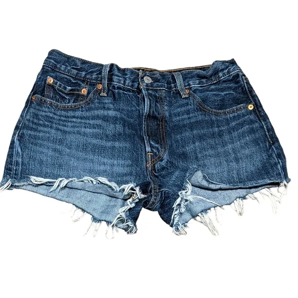 Levi's 501 high rise women's vintage inspired button fly cotton shorts W…