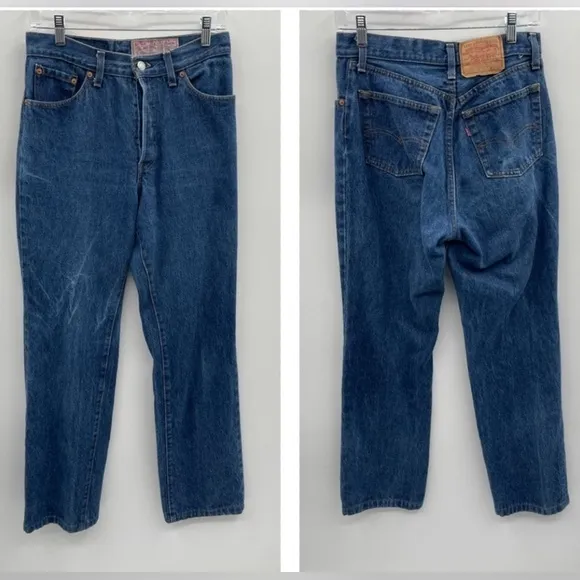 Levi’s vintage straight leg high rise blue woman’s  button-fly jean.  31