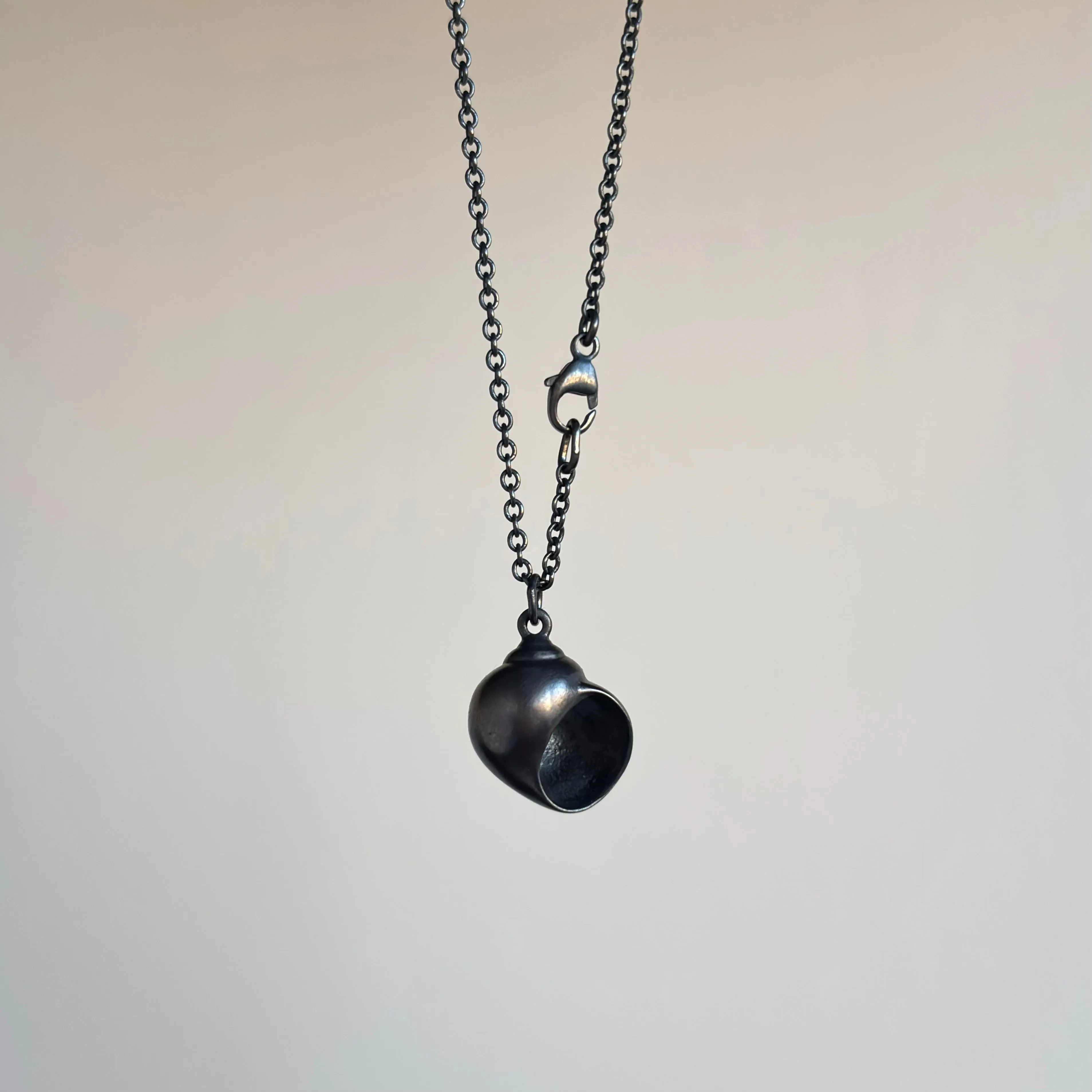 Little Oxidized Silver Moon Snail Shell Ruthie B. Necklace