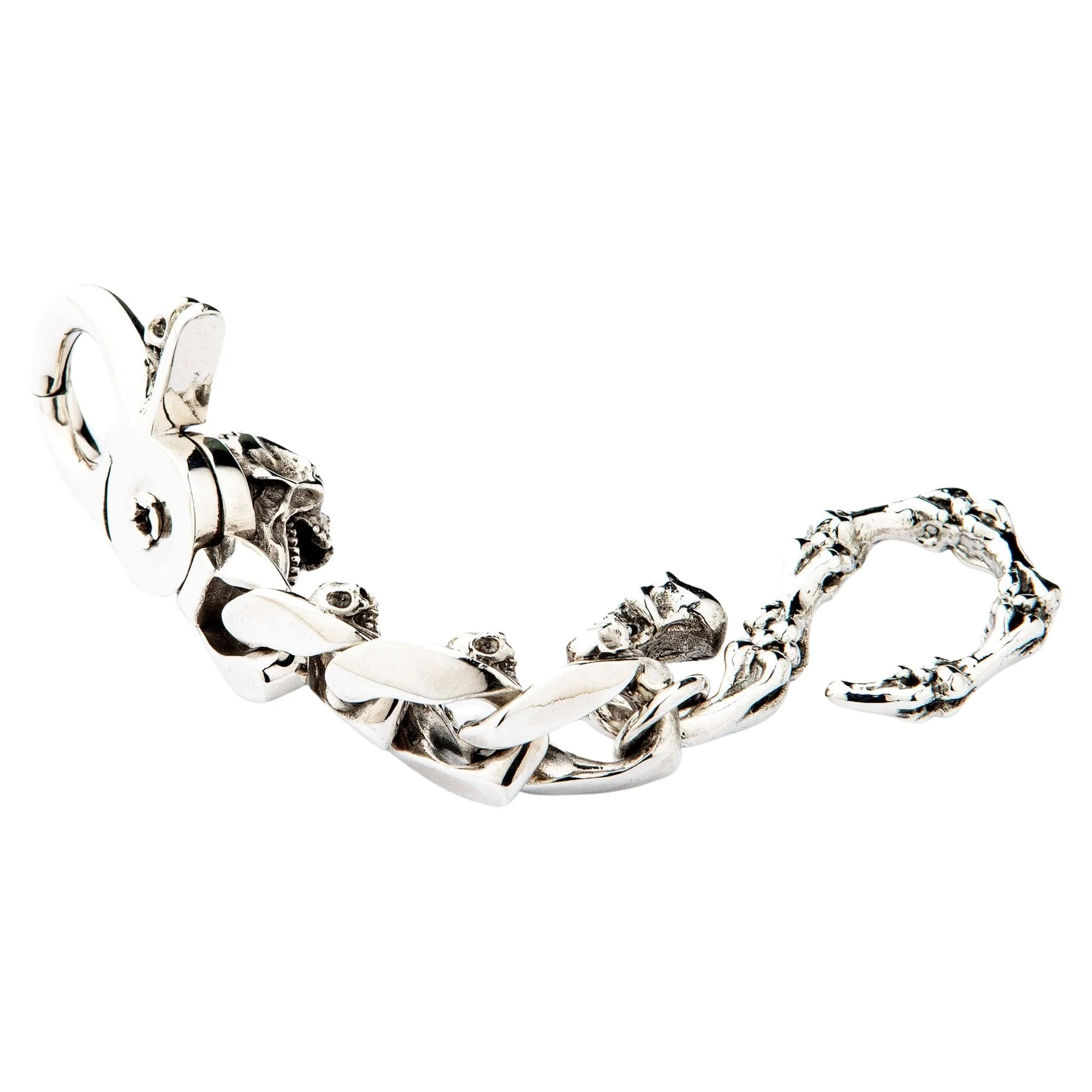 Mad Red Eye Sterling Silver Skull Keychain