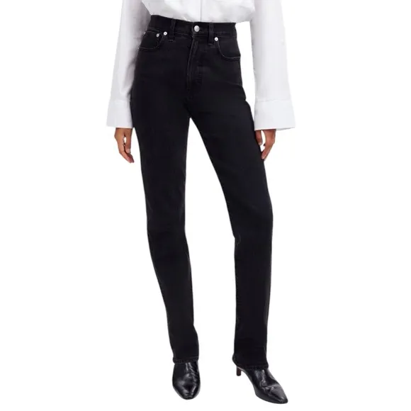 Madewell The '90s Straight Jean Black Belmere Wash Size 25 NWT