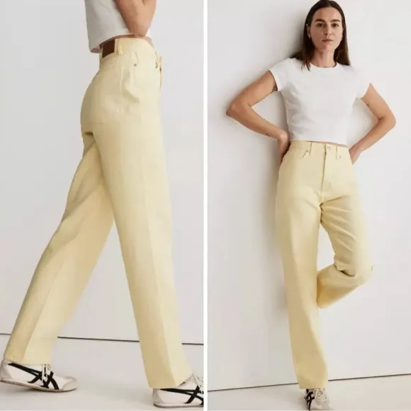 Madewell The '90s Straight Jean Pastel Light Butter Yellow Wash Size W31 NWT
