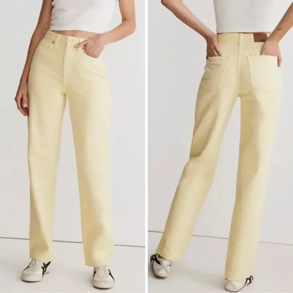Madewell The '90s Straight Jean Pastel Light Butter Yellow Wash Size W31 NWT