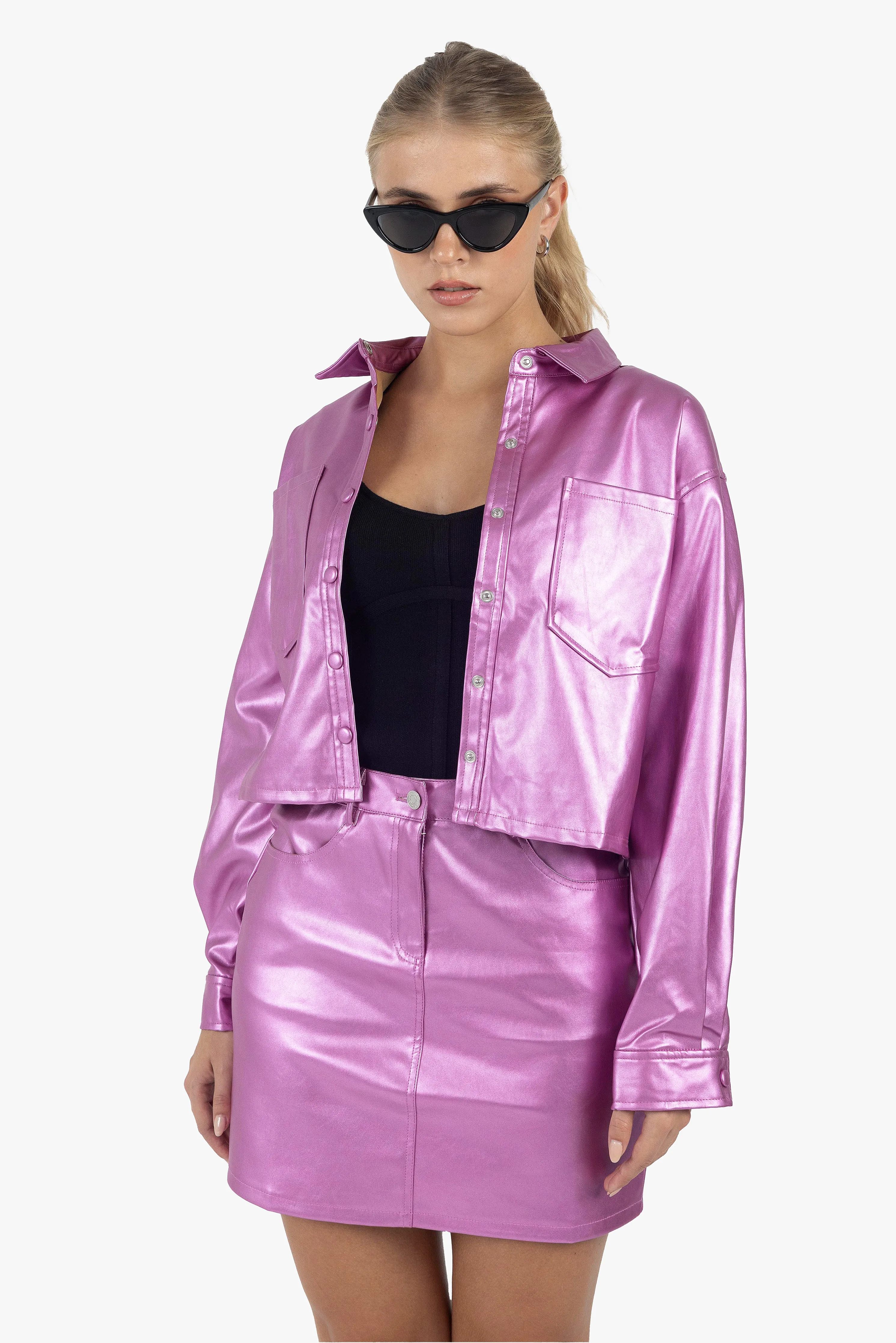 MAGENTA METALLIC SKIRT