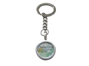 Mardi Gras Festival Map Pendant Keychain