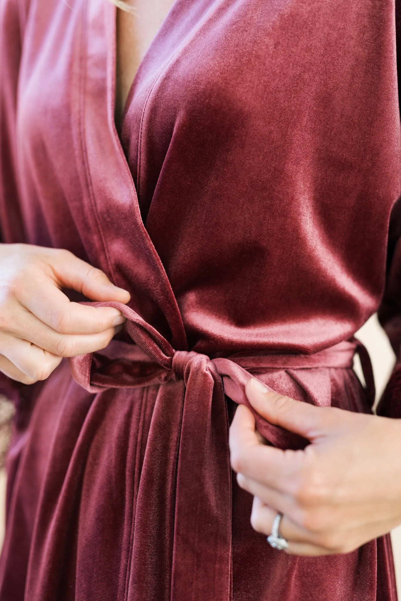 Mauve Velvet and Lace Bridal Robe
