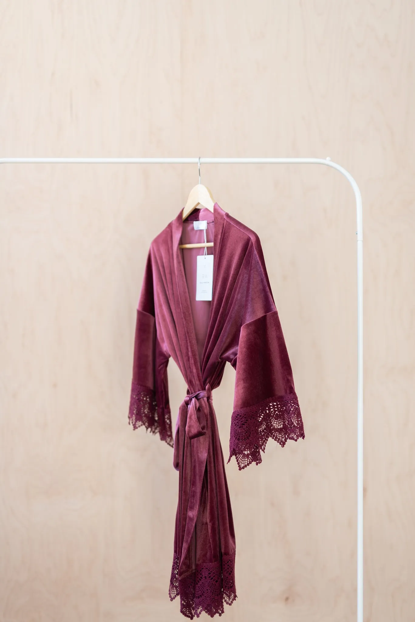 Mauve Velvet and Lace Bridal Robe