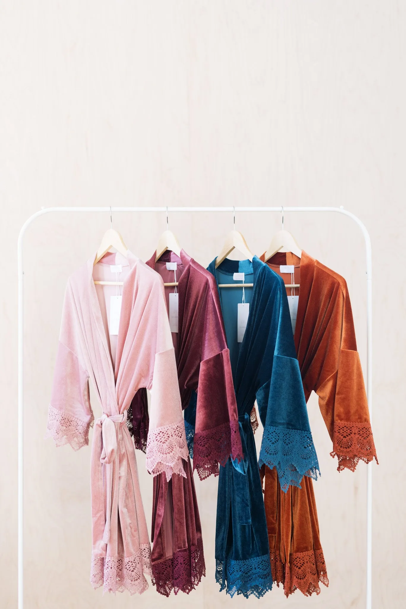 Mauve Velvet and Lace Bridal Robe