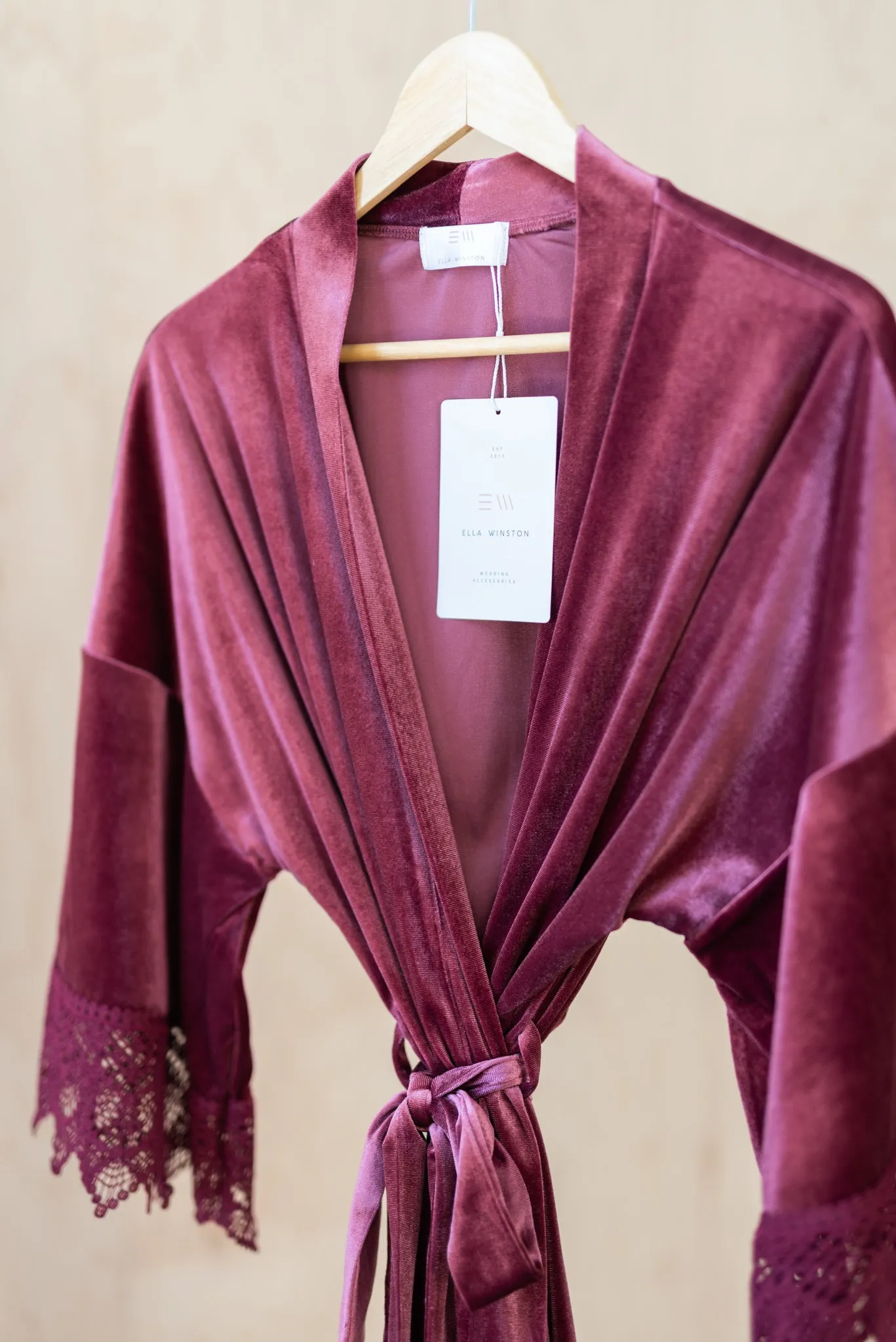 Mauve Velvet and Lace Bridal Robe