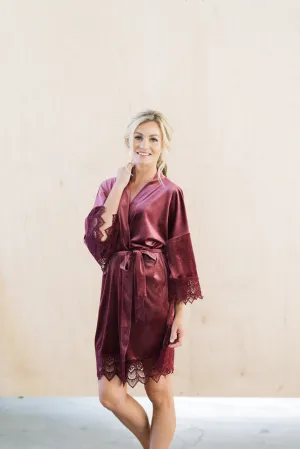 Mauve Velvet and Lace Bridal Robe