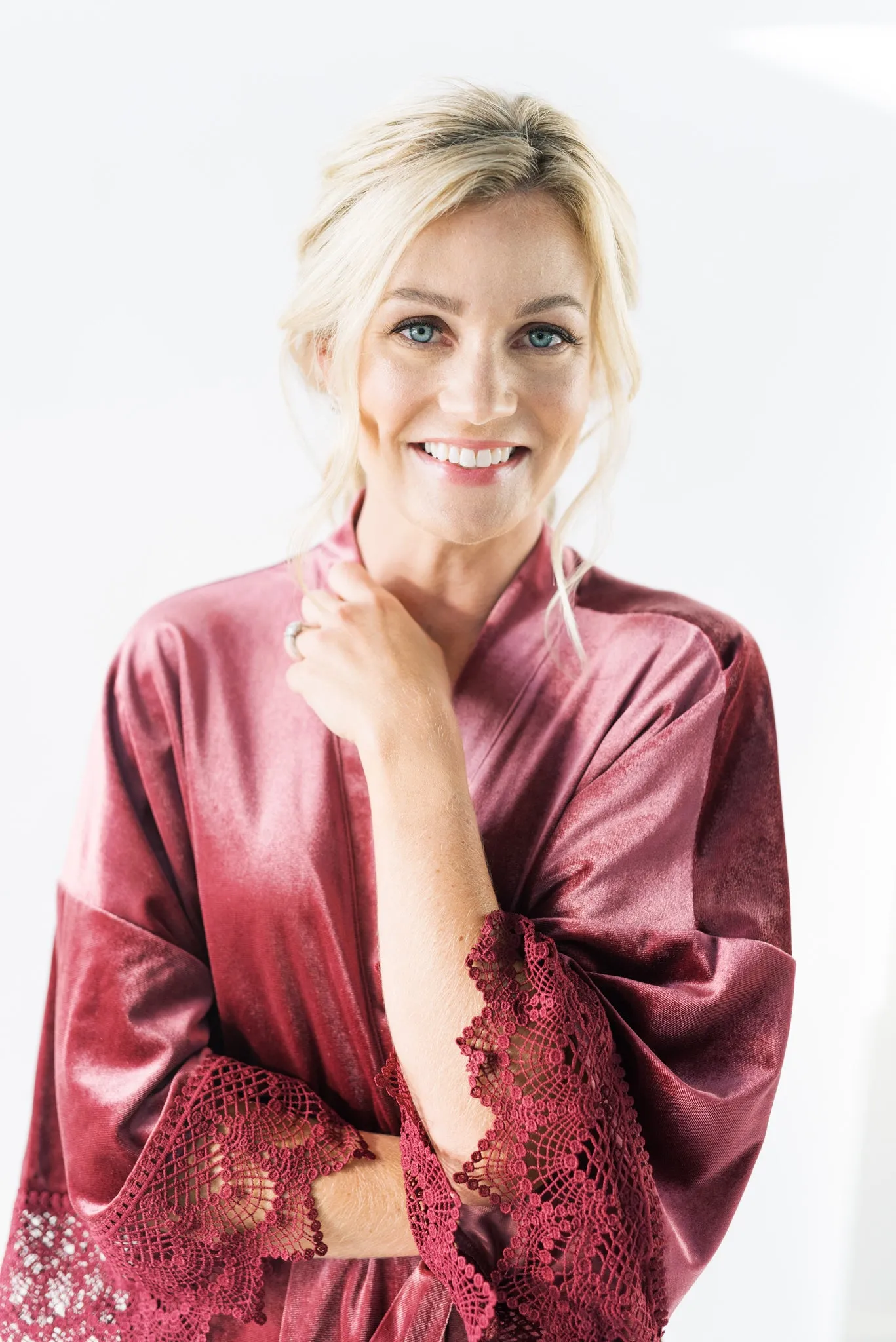 Mauve Velvet and Lace Bridal Robe